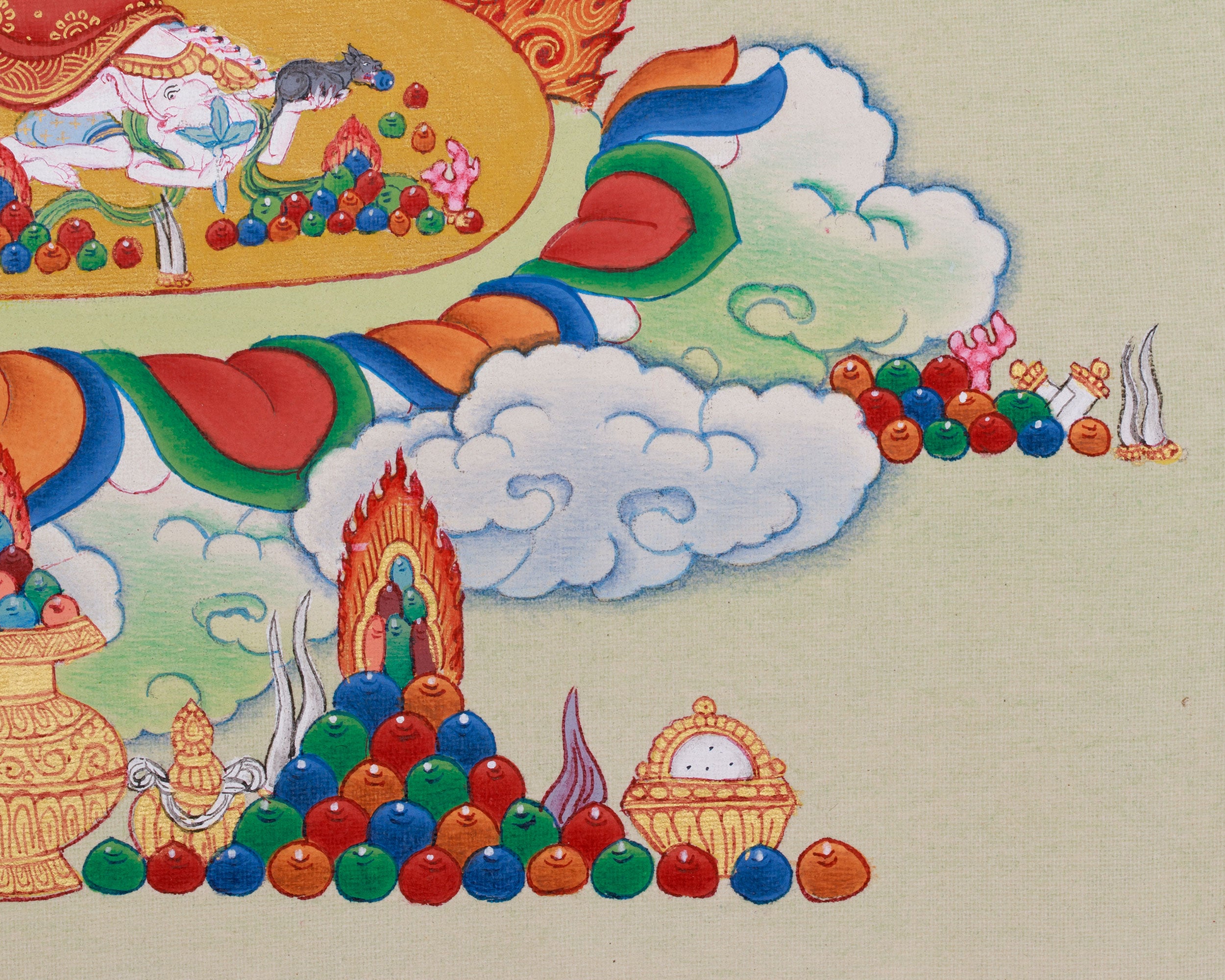Wrathful White Mahakala | Buddhist Thangka of Protection & Prosperity