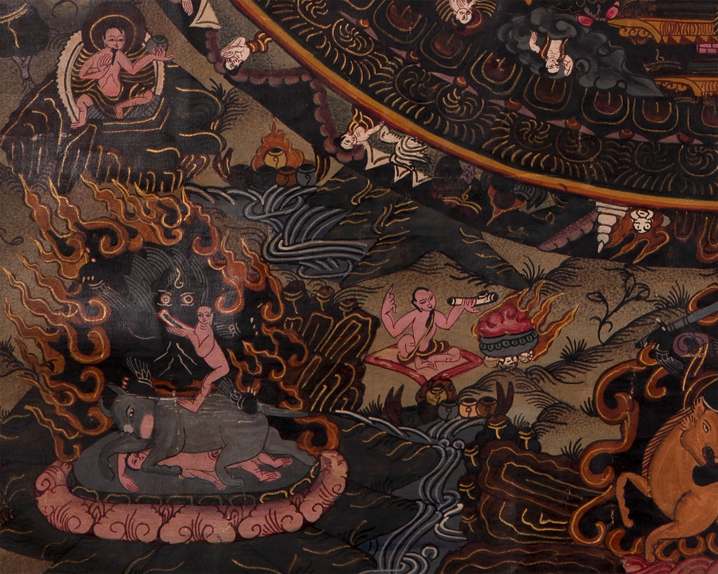 Heruka Mahakala Mandala | Old Tibetan Thangka