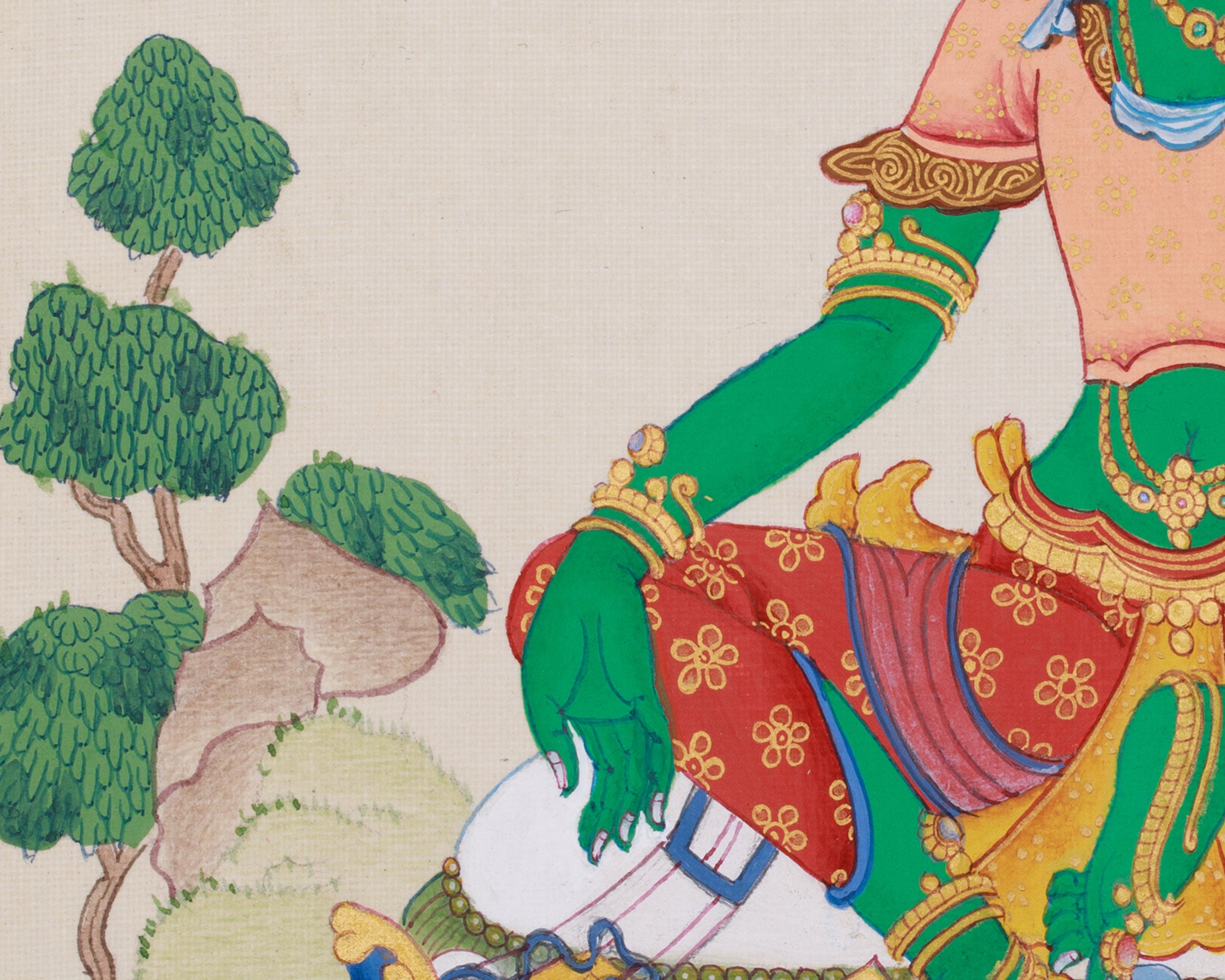 23 cm Savior Green Tara Thangka | Goddess of Compassion and Swift Protection