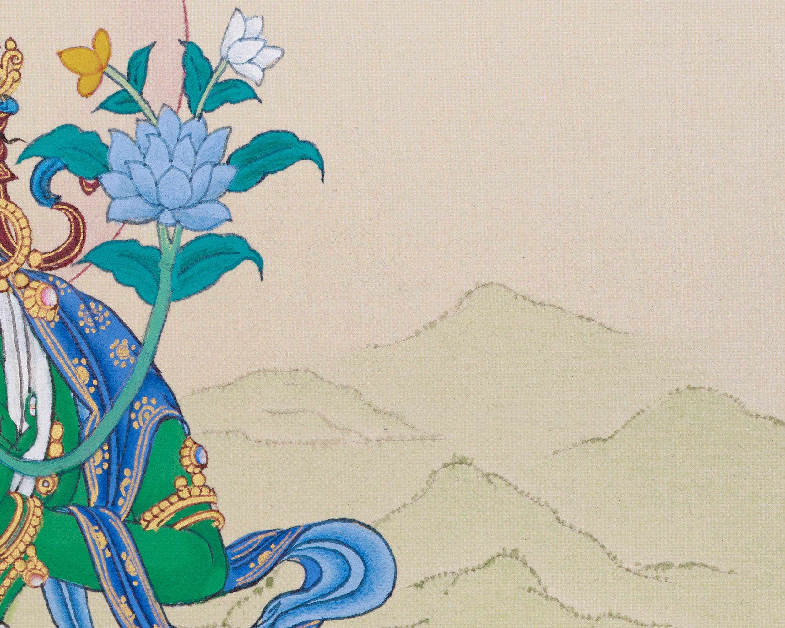 Original Handmade Green Tara Painting | Goddess of Compassion and Swift Blessings