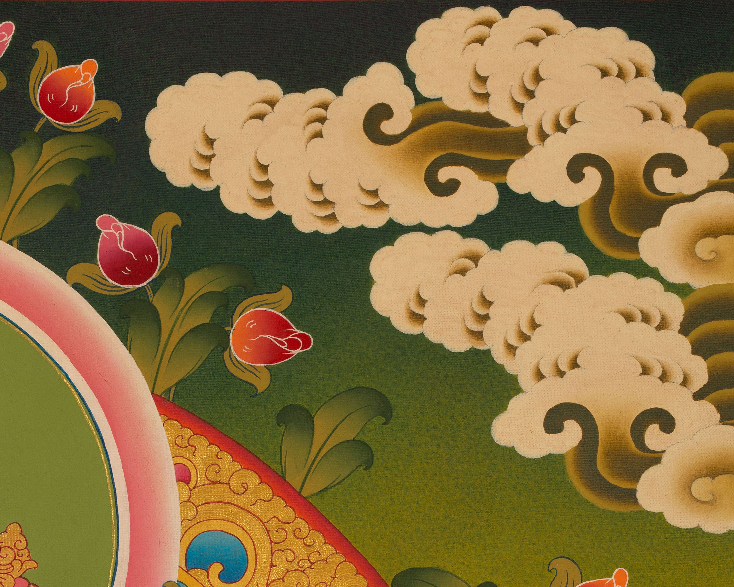 Bodhisattva Four-Armed Chenrezig Thangka | Hand-Painted Deity of Compassion and Mercy