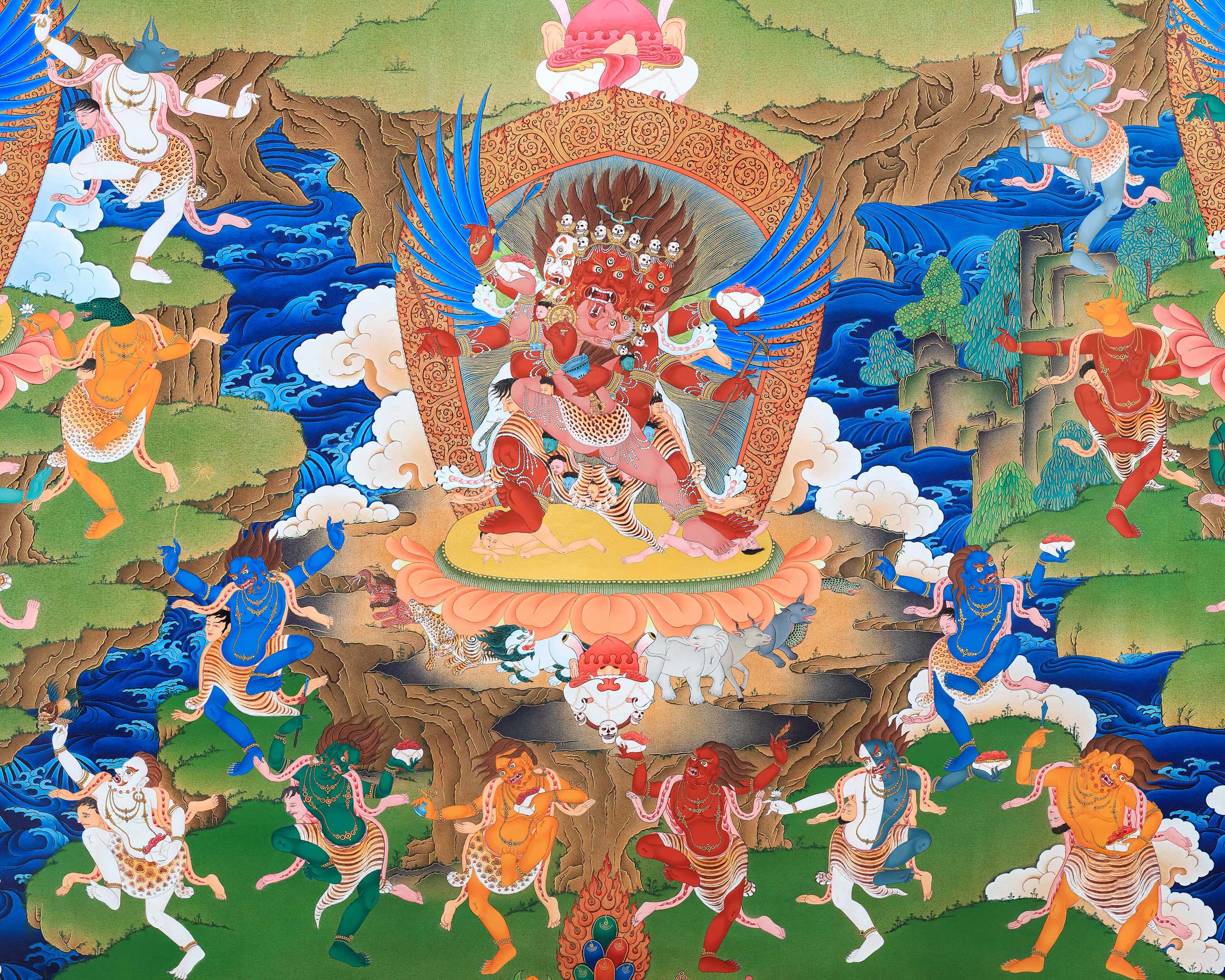 58 Wrathful Deities, Bardo Thangka Painting, Thangka Print