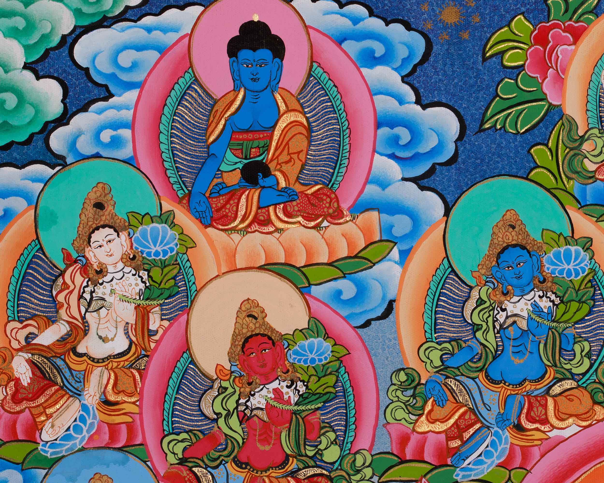 Radiant 21 Tara Divine Thangka | Tibetan Goddess of Compassion and Protection