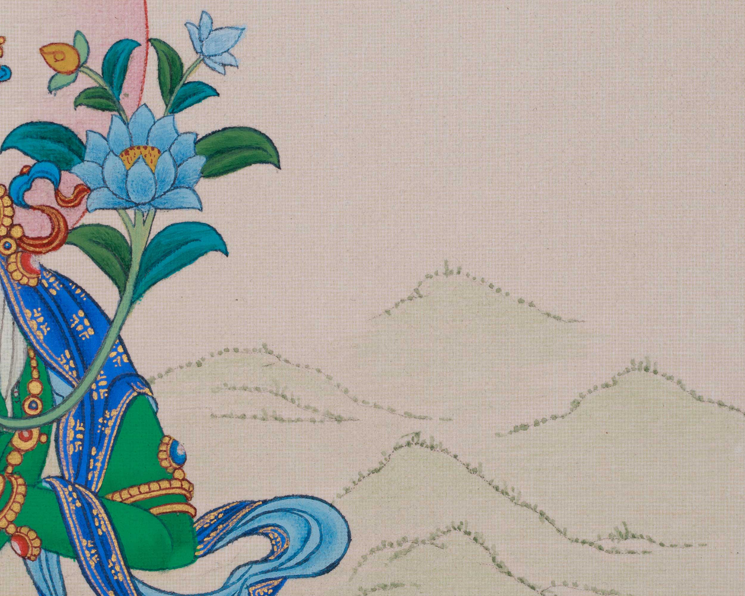 Shayma Tara Tibetan Thangka | Divine Goddess Green Tara Artwork