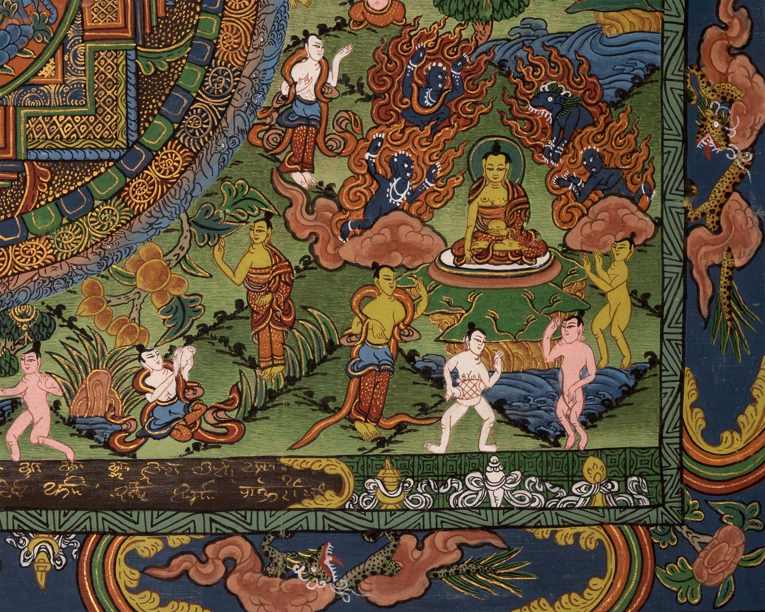 Horizontal Thangka of Buddha Life Story | A Spiritual Journey Through Sacred Art