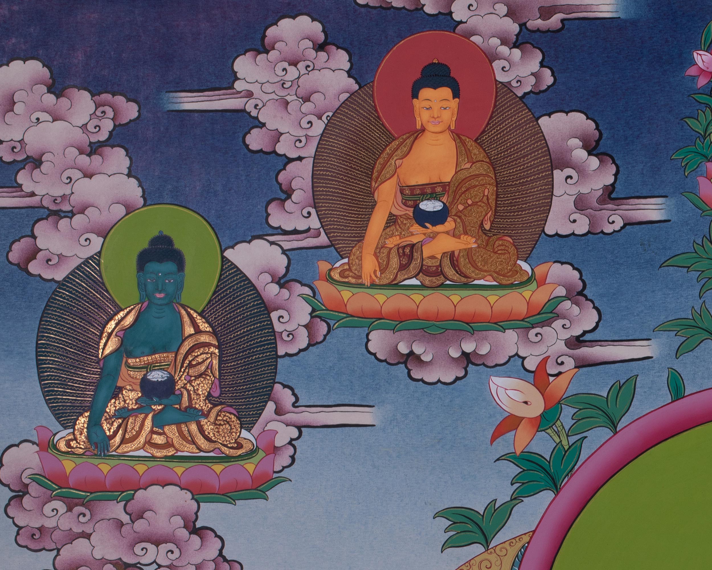 Large 60-Inch Chenrezig Thangka | Four-Armed Avalokiteshvara