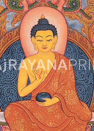 Traditional Buddha Shakyamuni Thangka Print | Peaceful Deity | Home Decor