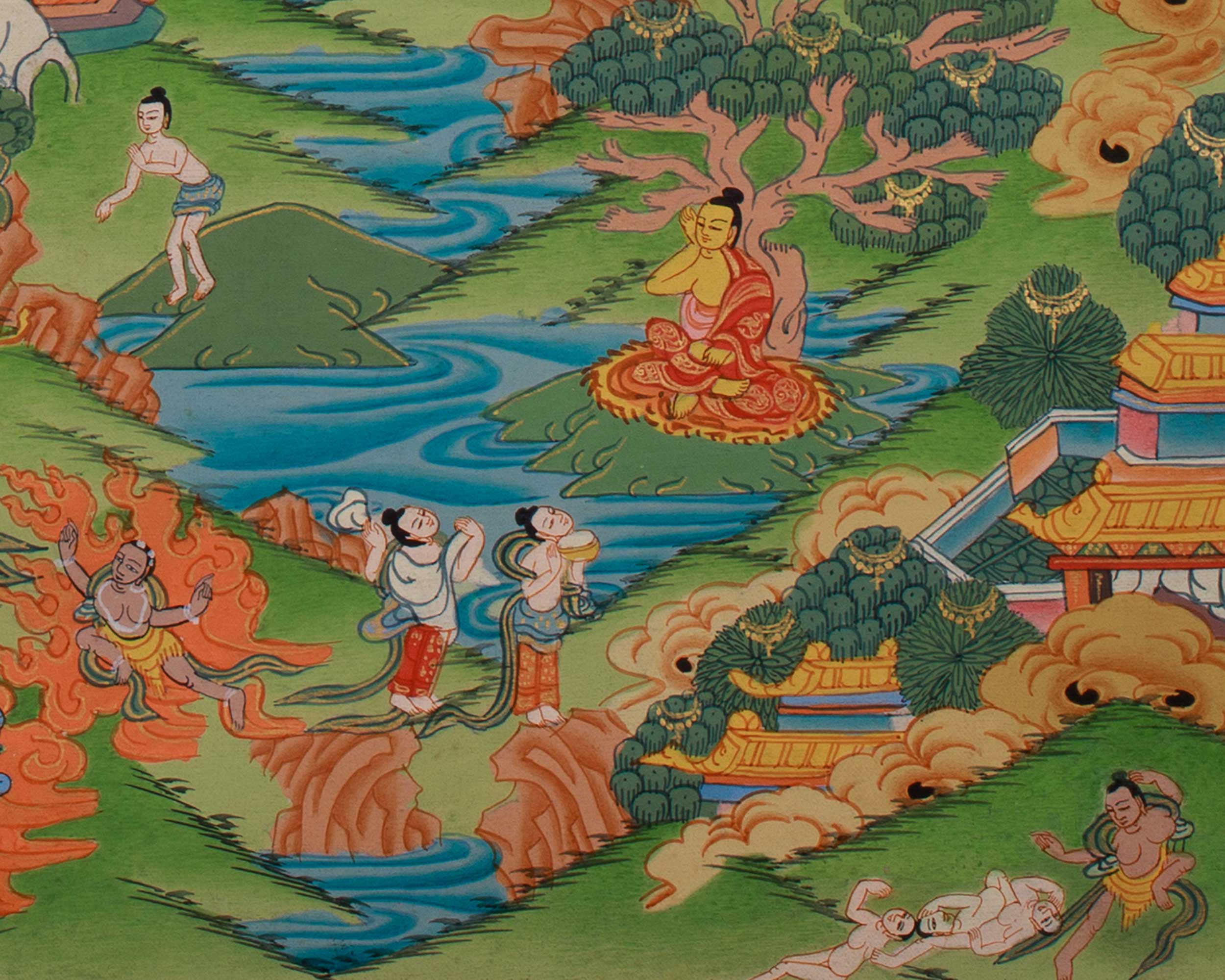 Shakyamuni Buddha Life History thangka | Siddhartha Gautama