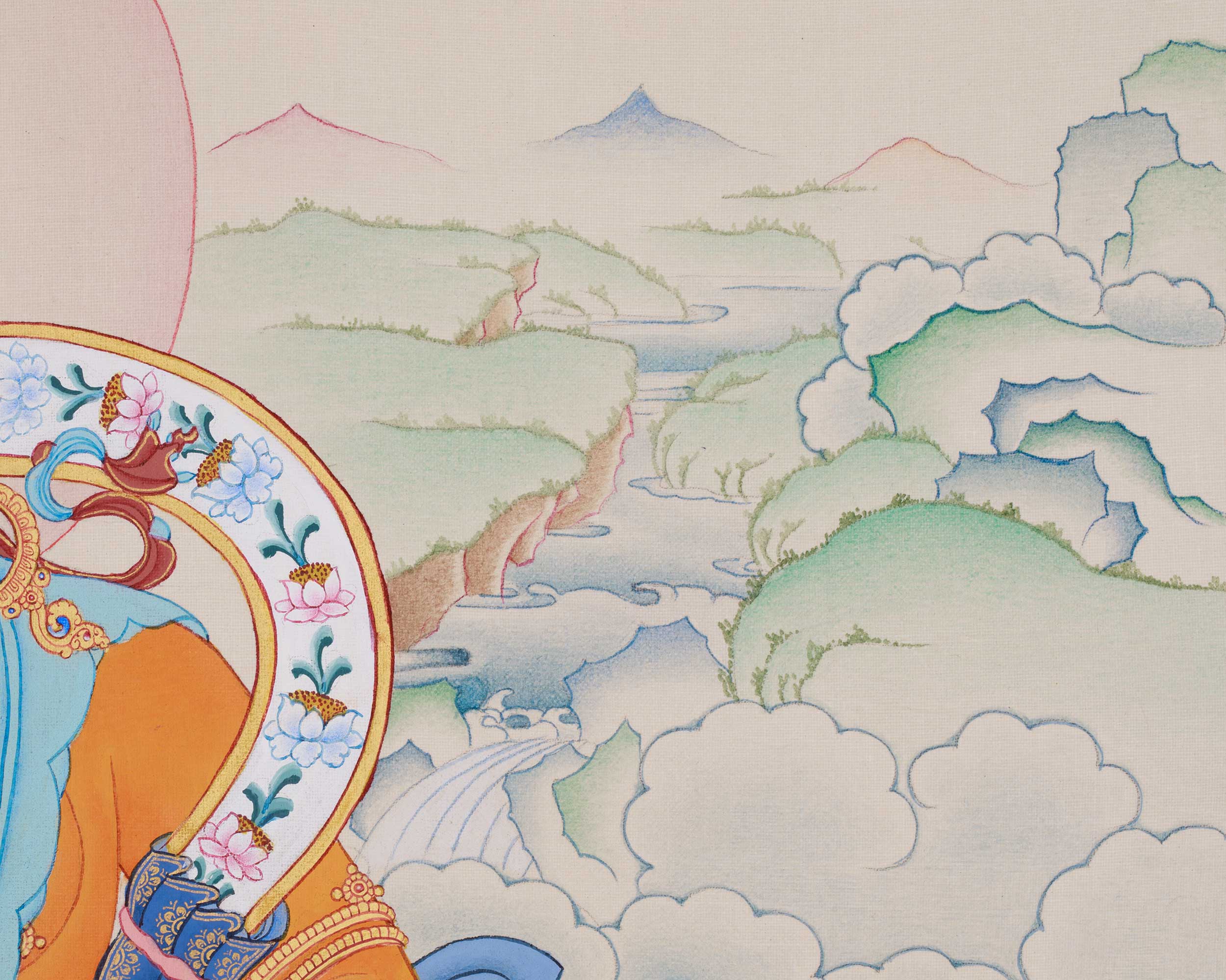 Traditional Thangka of Yellow Dzambhala | Tibetan Buddha Art for Prosperity