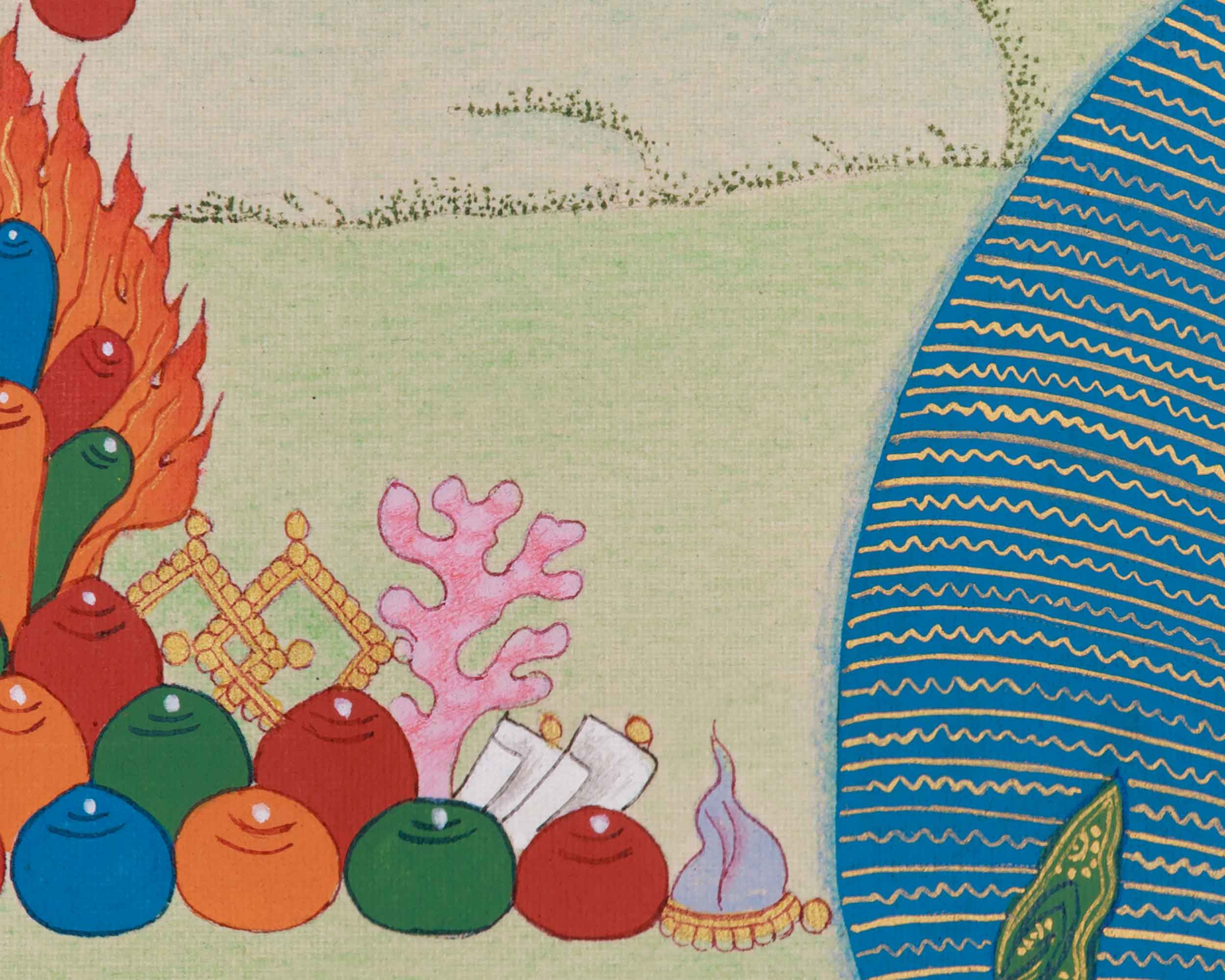 Namtoshe With Dzambhala and Vasudhara | Symbol of Wealth, Prosperity & Protection