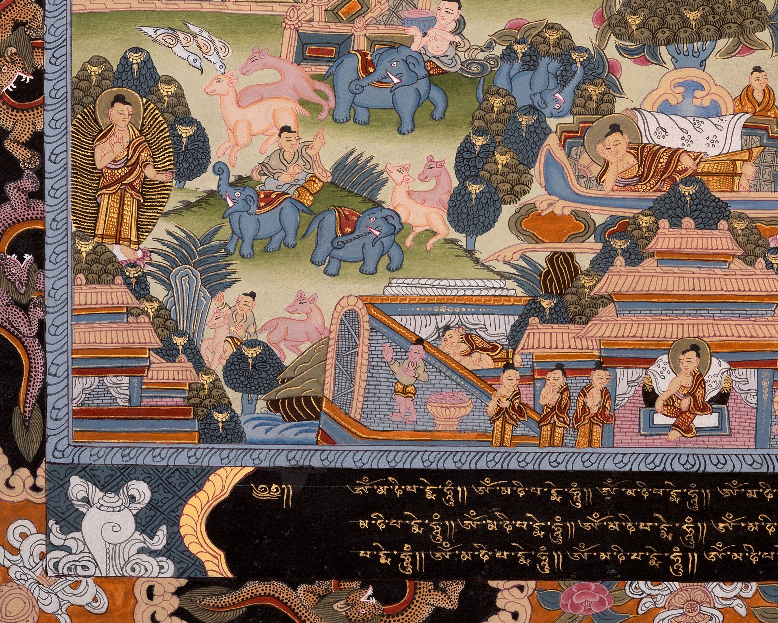 Buddha life Story | Vintage Buddha Thangka