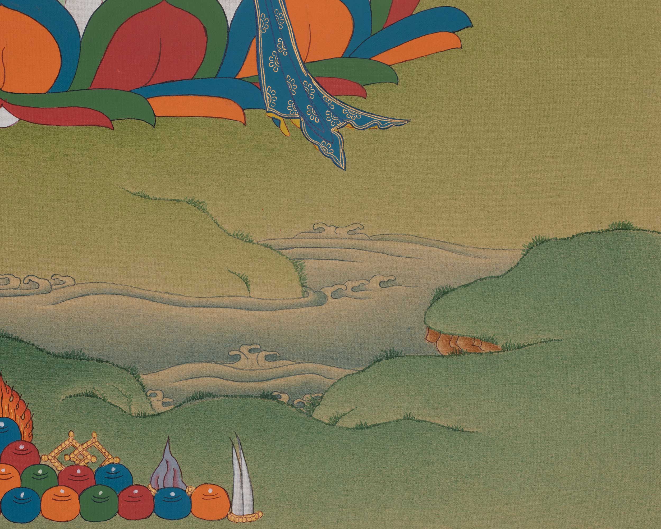 Manjushri Sacred Thangka | Sword of Wisdom Artwork | Jampalyang Art