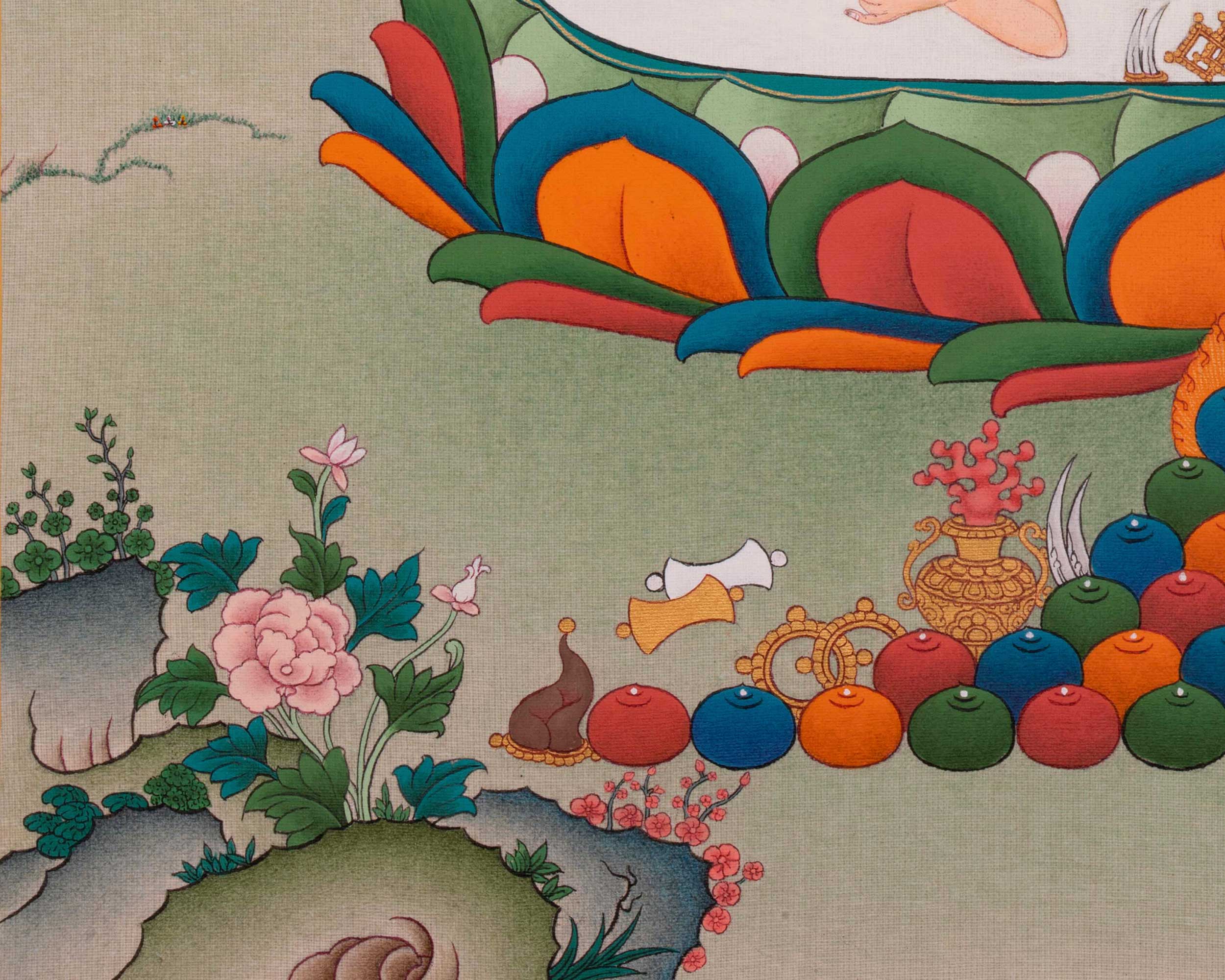 Traditional Black Dzambhala Thangka Print | Print on Cotton Canvas | Wall Decor