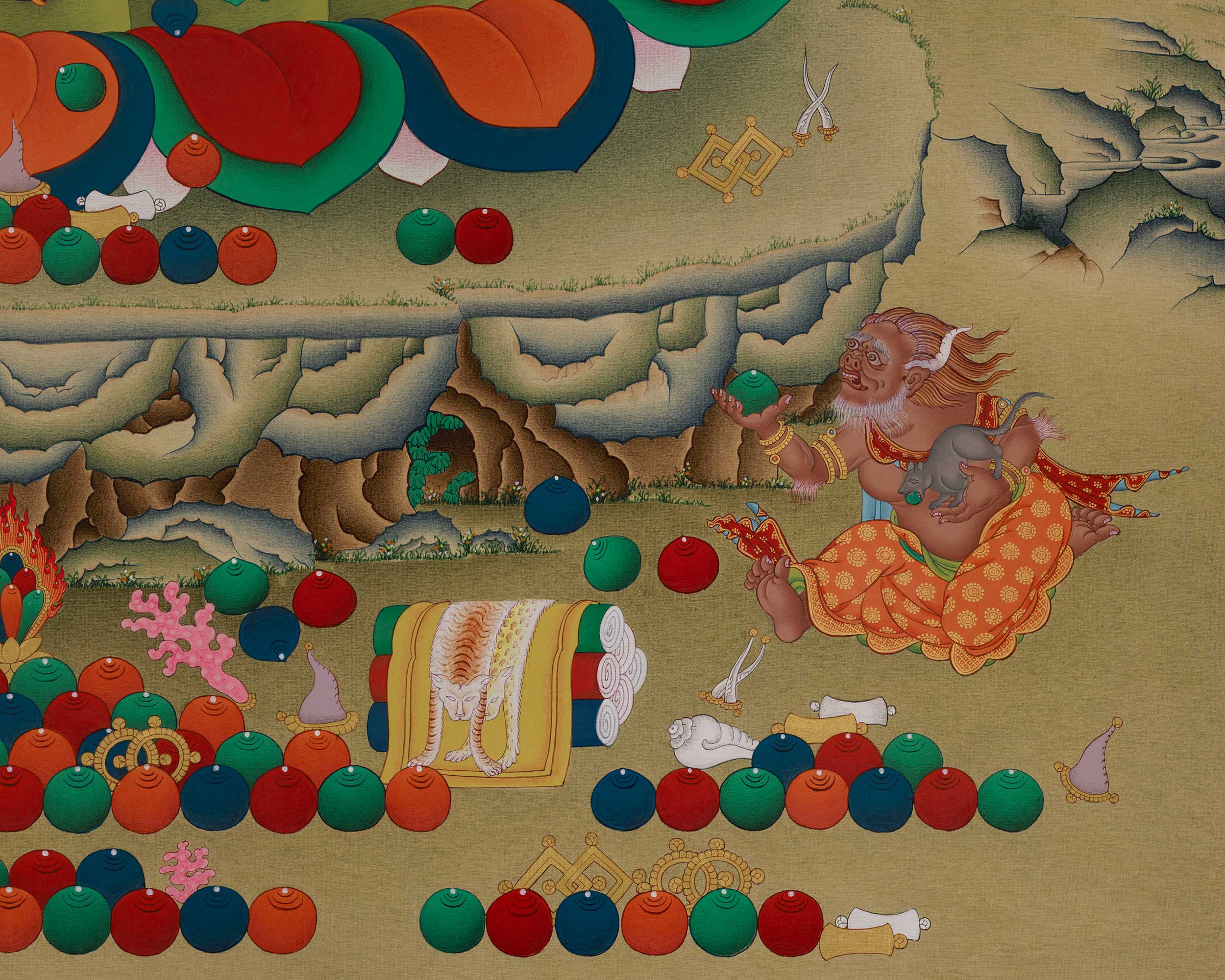 Dzambhala Prosperity Meditation Artwork | Wealth Deity Thangka
