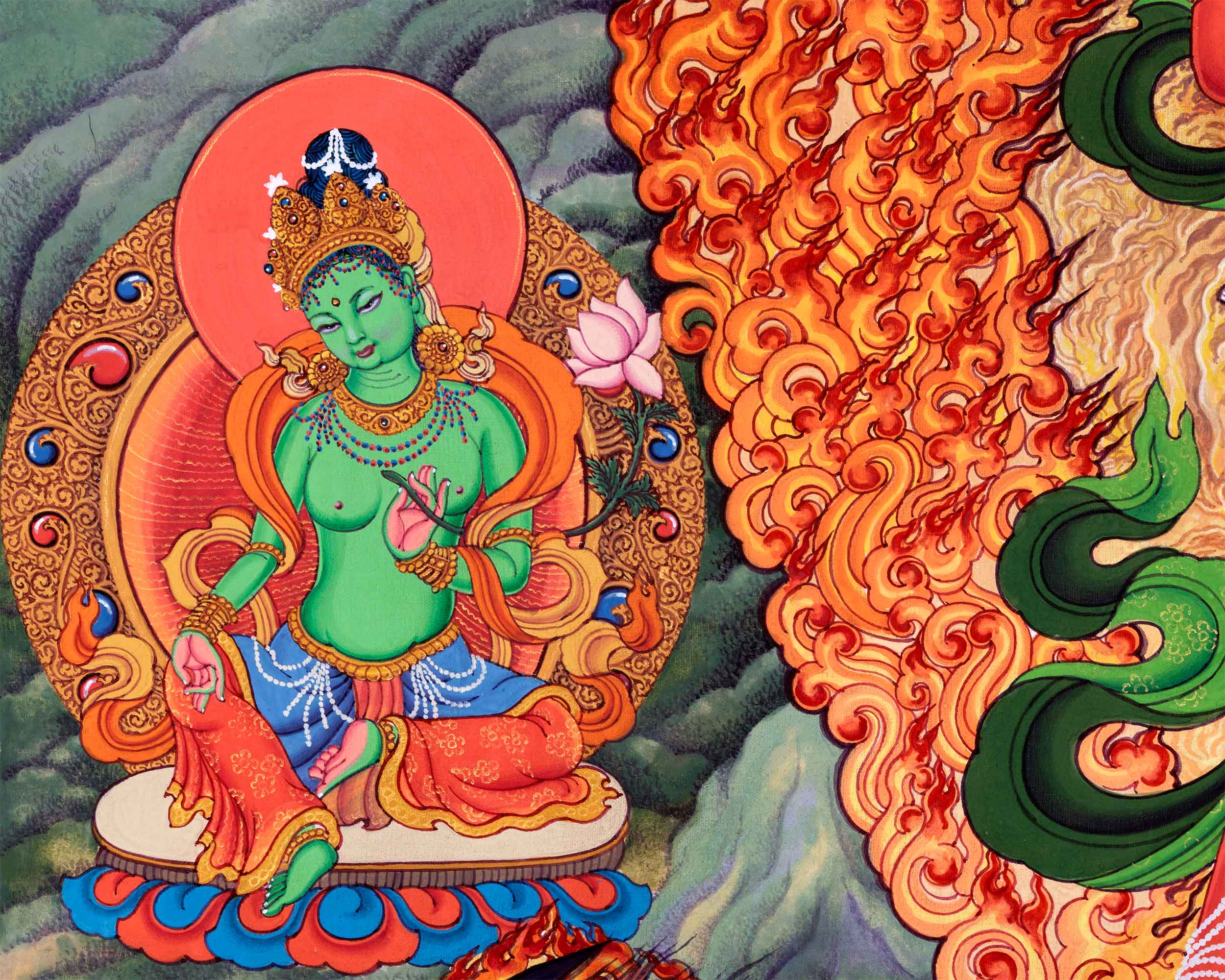 Goddess Vajrayogini Meditation Large Asian Canvas Art Print