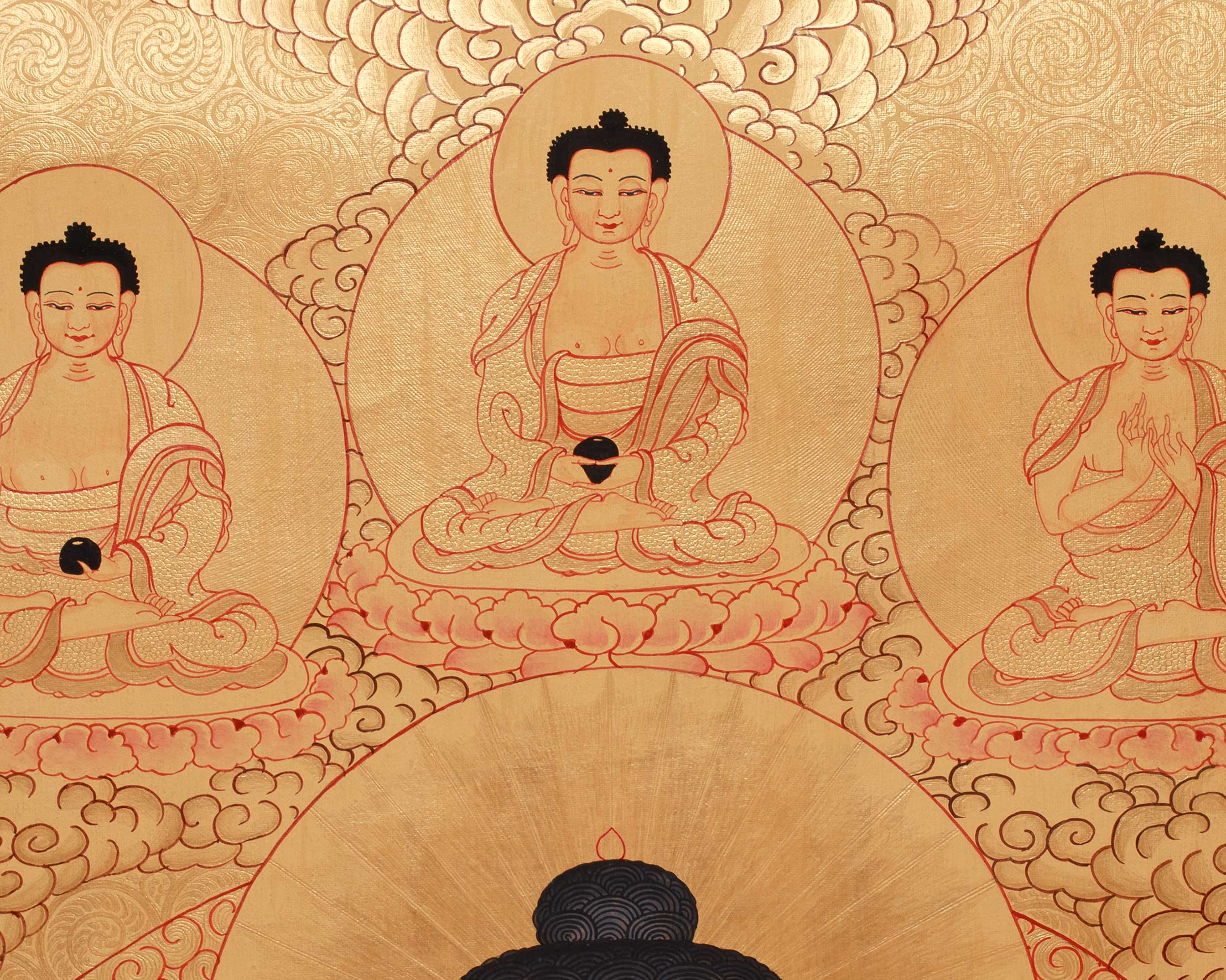 Thangka of Shakyamuni Buddha with Five Dhyani Buddhas | Buddha of Wisdom & Enlightenment