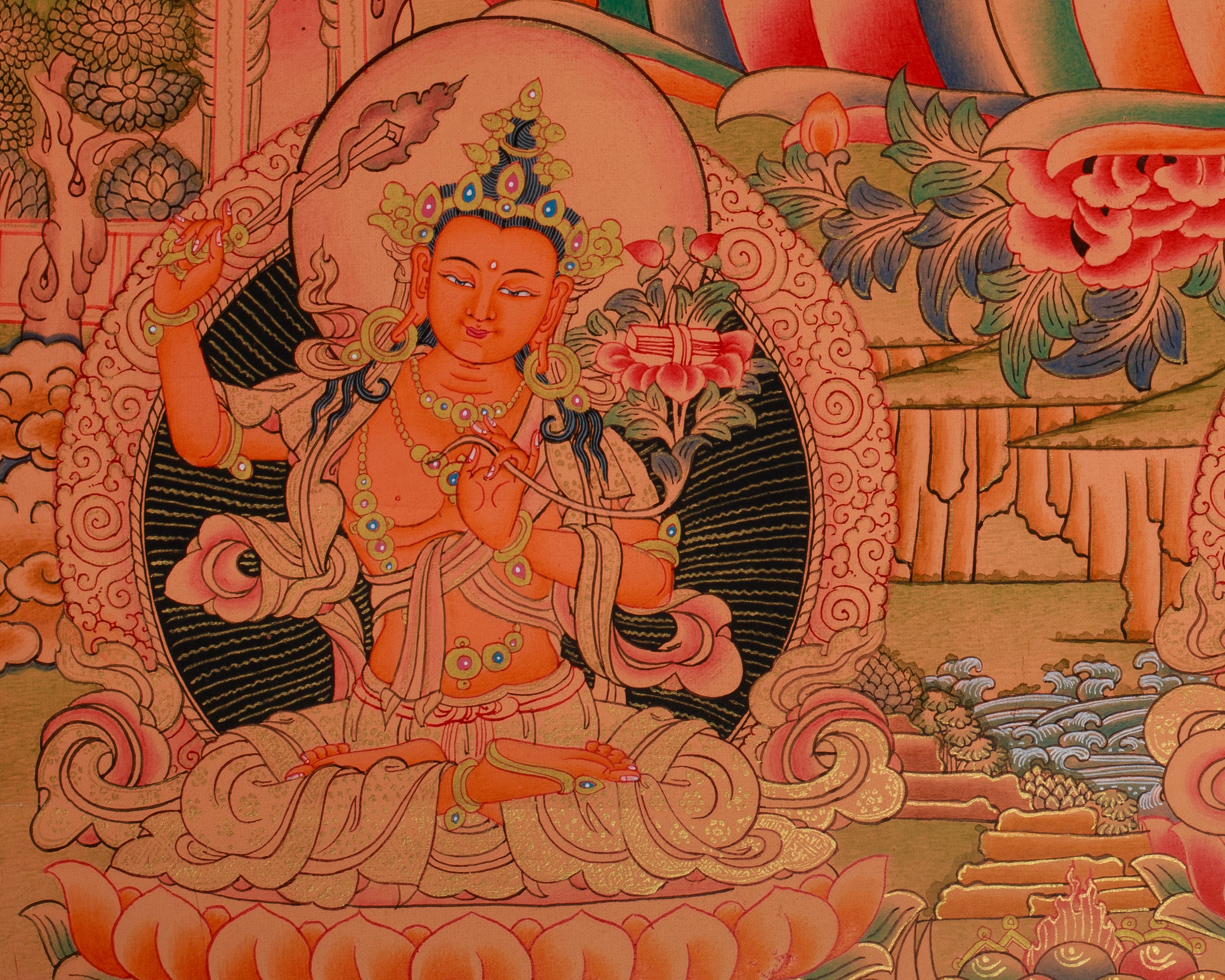 Chenrezig with Five Buddhas and Bodhisattvas | Radiant Compassion in Divine Assembly