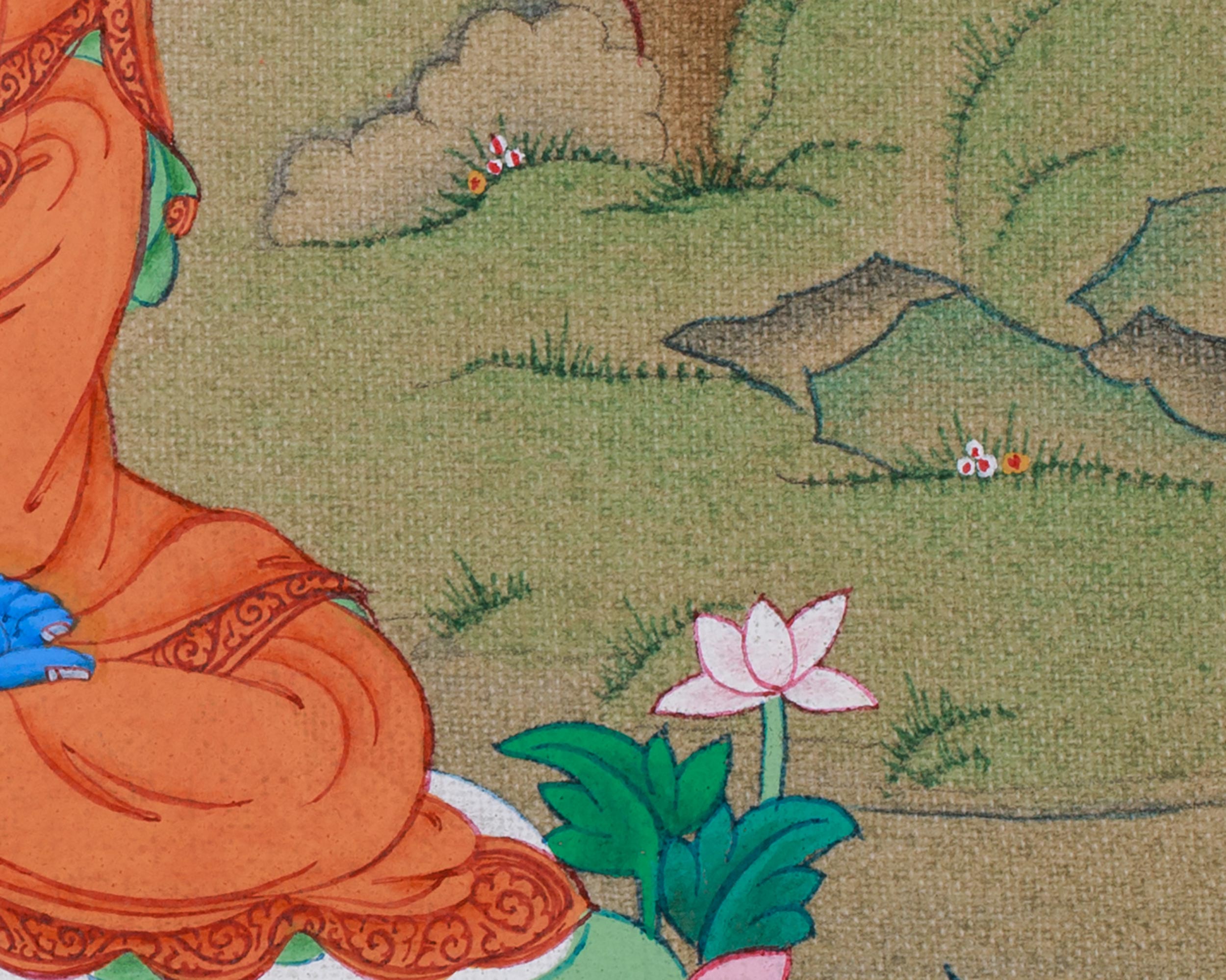 Hand-Painted Meditating Medicine Buddha Thangka | The Healing Buddha