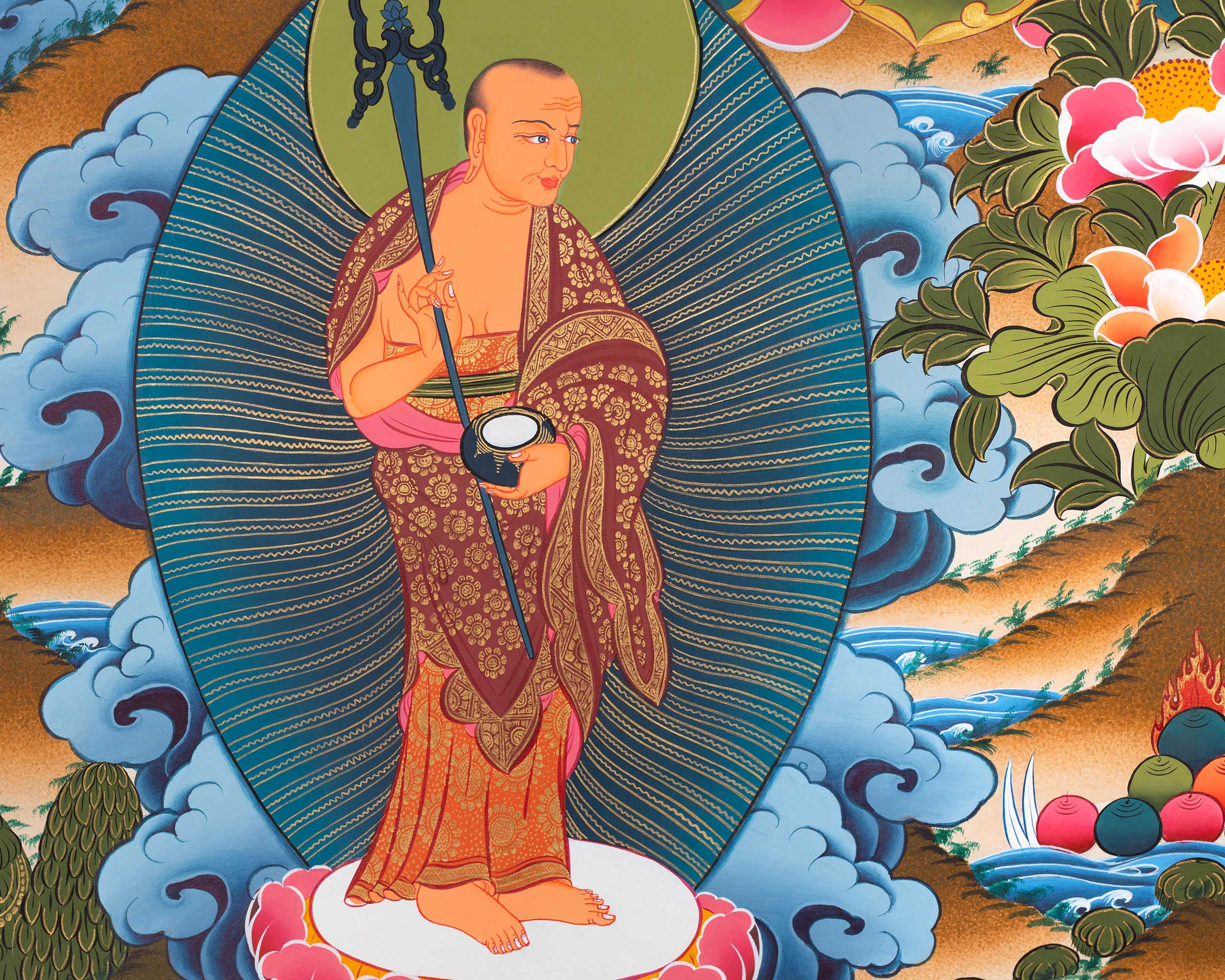 Big Shakyamuni Buddha Tibetan Thangka | Buddhist Wall Decor
