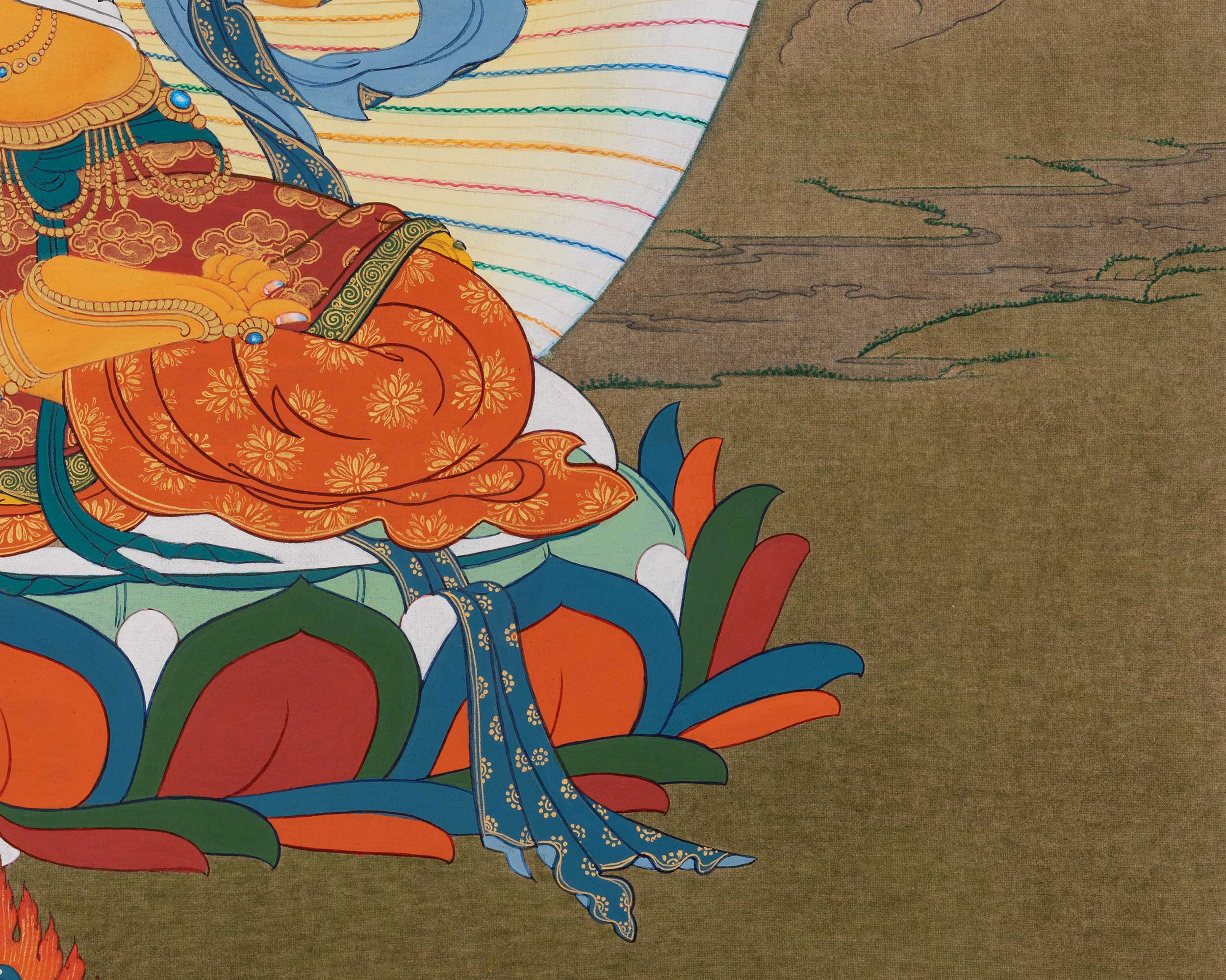 Manjushri, A Traditional Karma Gadri Thangka of Wisdom Buddha