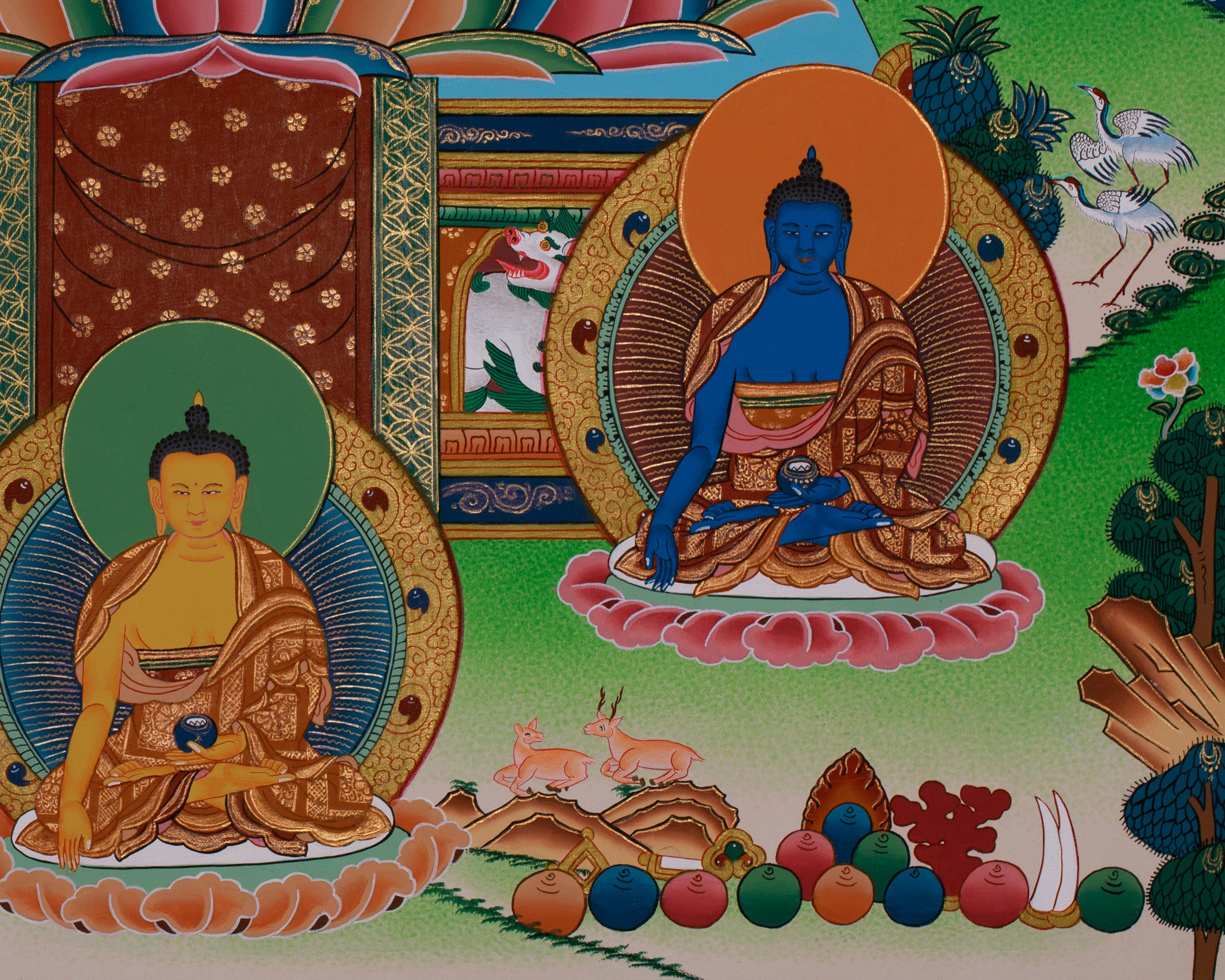 Eight Medicine Buddhas Thangka | Assembly of Healing Deities