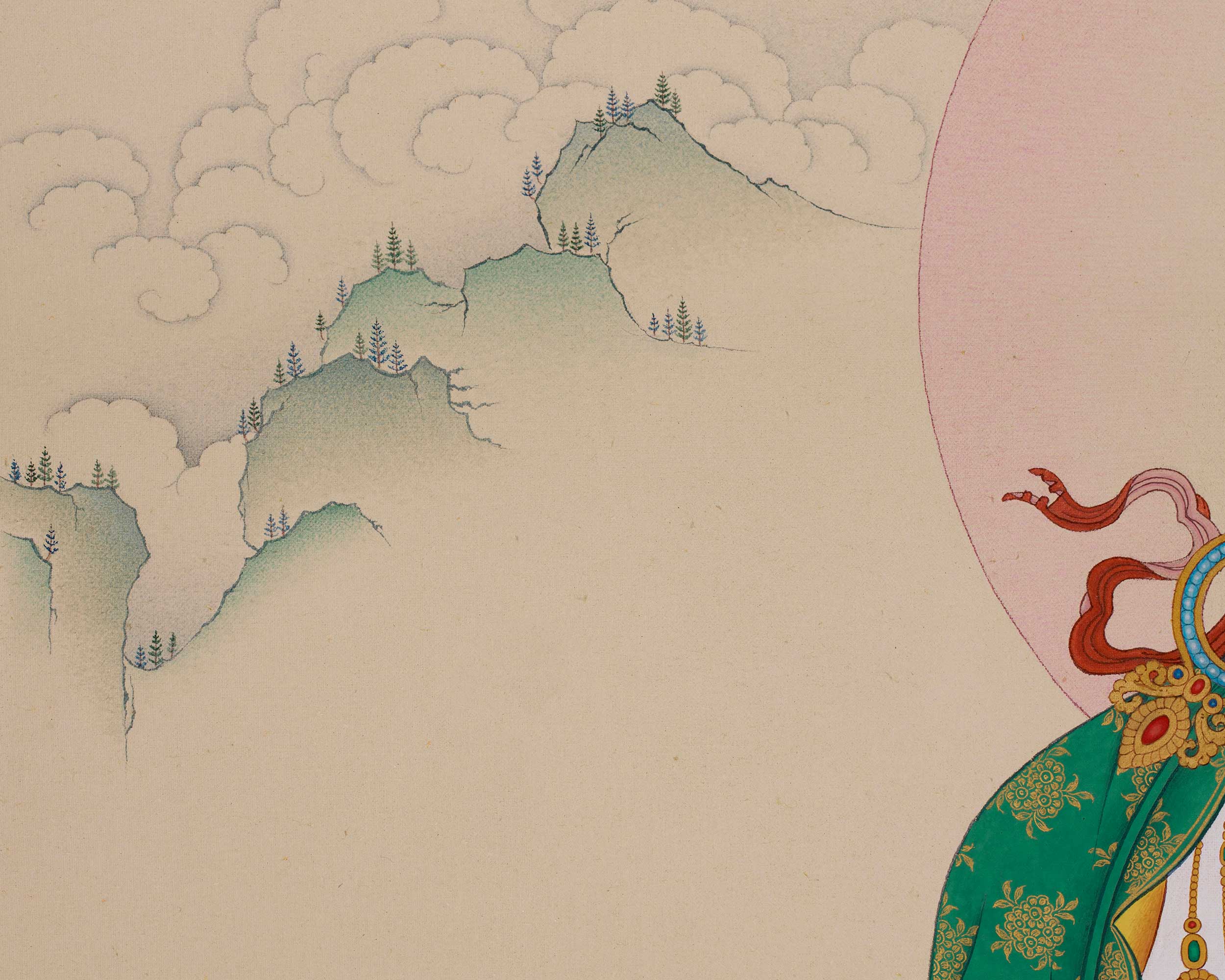 Premium Grand Two-Armed Chenrezig Thangka | Enlightened Compassion