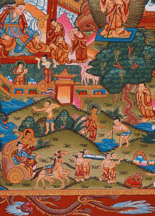 Exquisite Buddha's Life Story Thangka | A Meditative Guide to Enlightenment