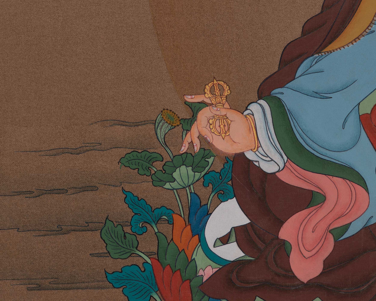 Guru Padmasambhava Sacred Thangka | Wisdom Deity | Tibetan Artwork
