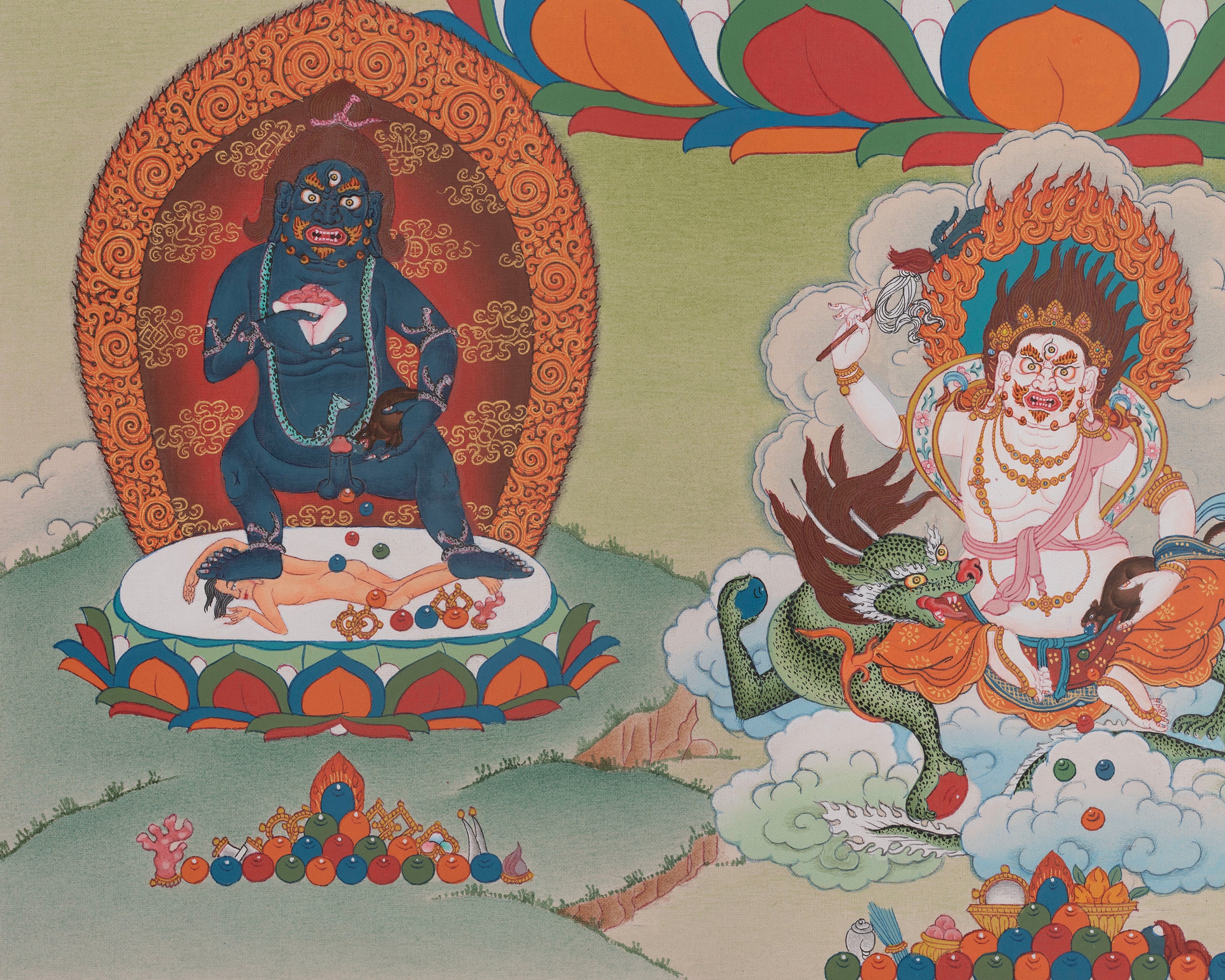 Namtoshe Tibetan Art | Wealth Deities Sacred Thangka | Home Decor