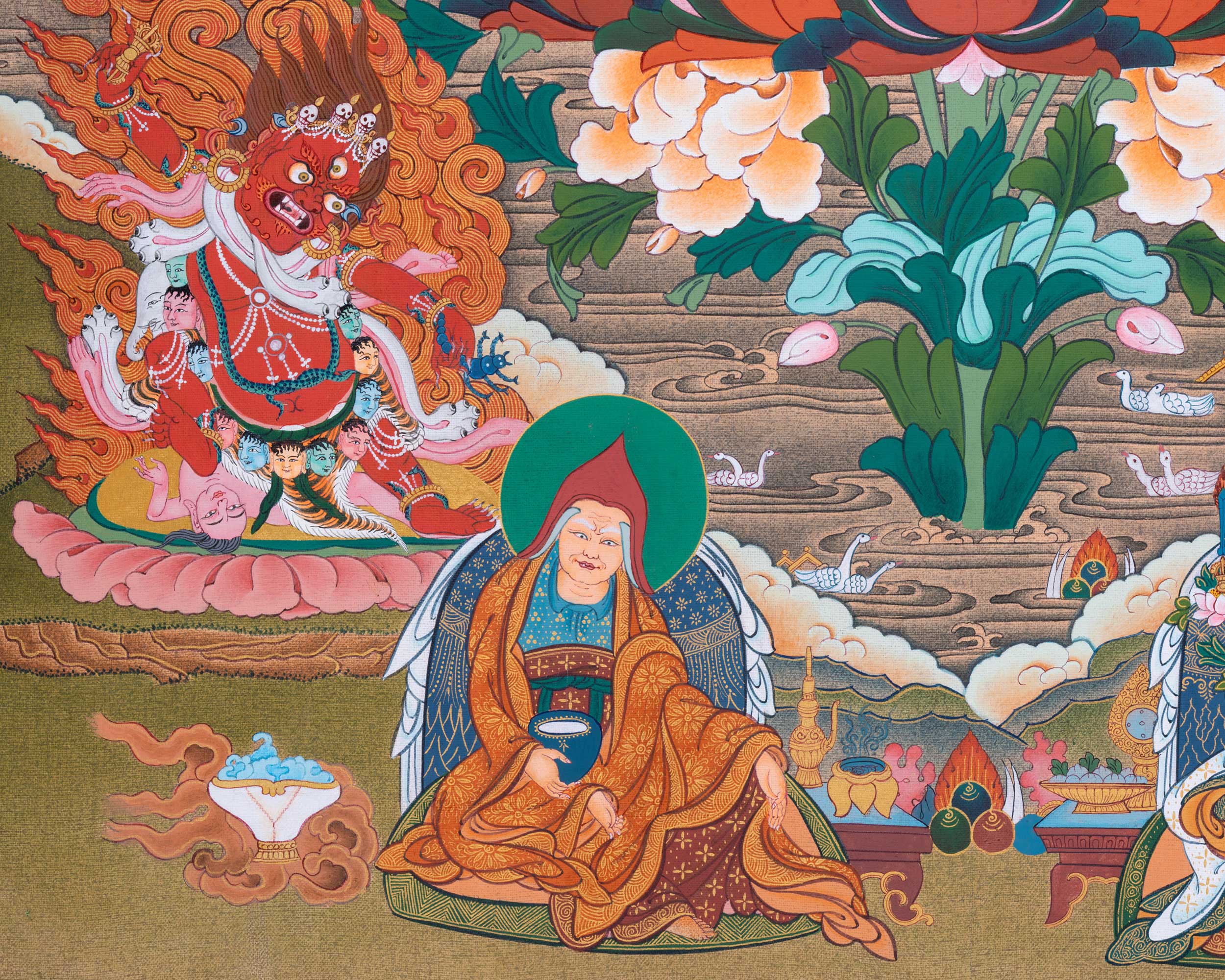 Guru Padmasambhava Thangka Print | Traditional Artwork Of Guru Rinpoche | The Lotus Born Master
