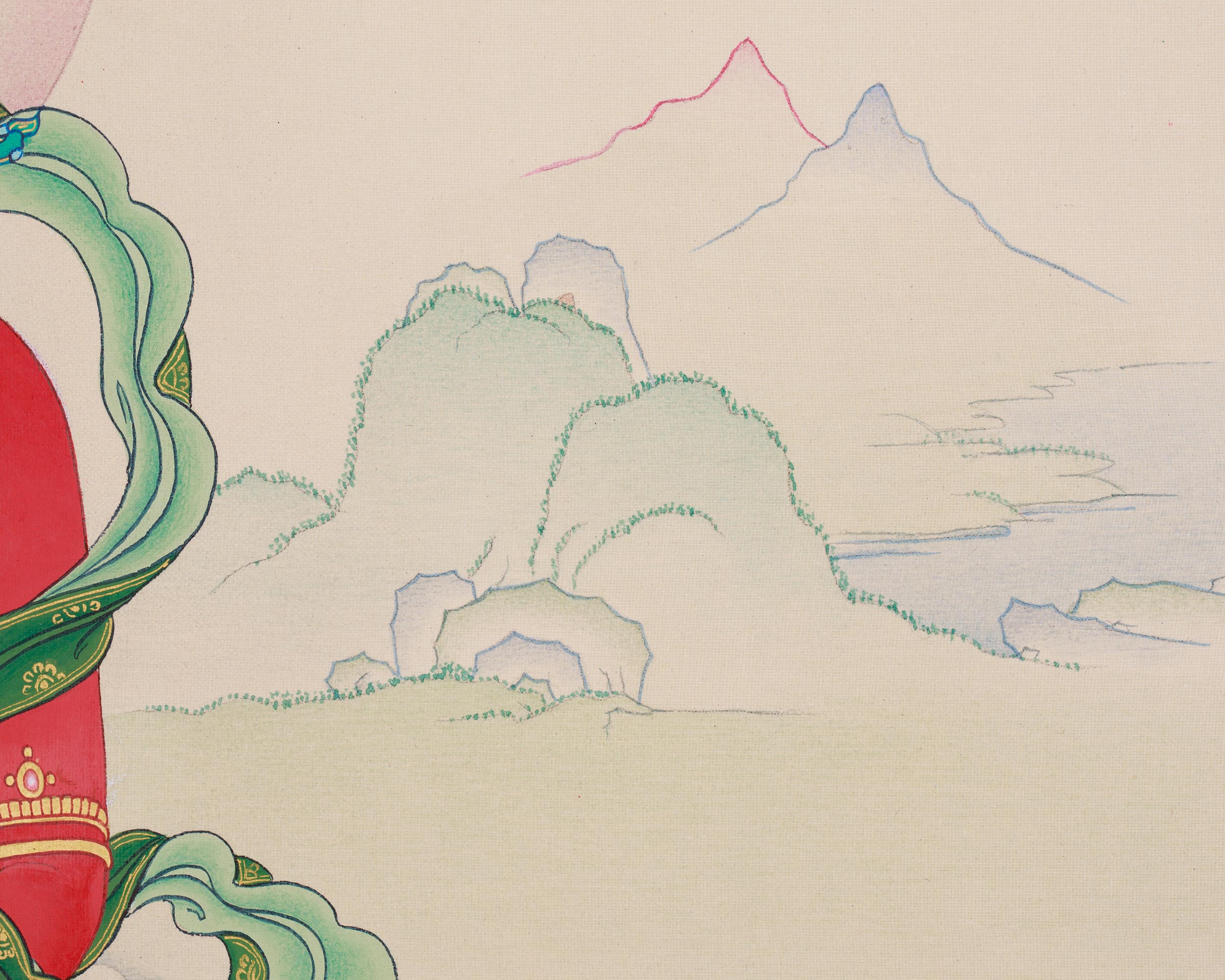 Hand-Painted Buddha Amitayus Thangka | Symbol of Long Life and Enlightened Grace