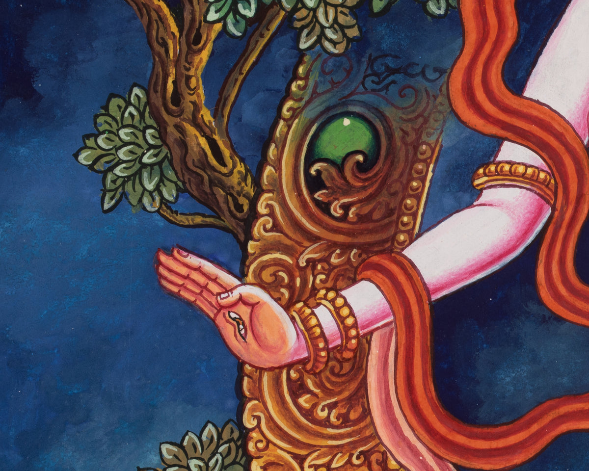 Standing White Tara Artwork | Sacred Himalayan Painting of Compassion and Longevity