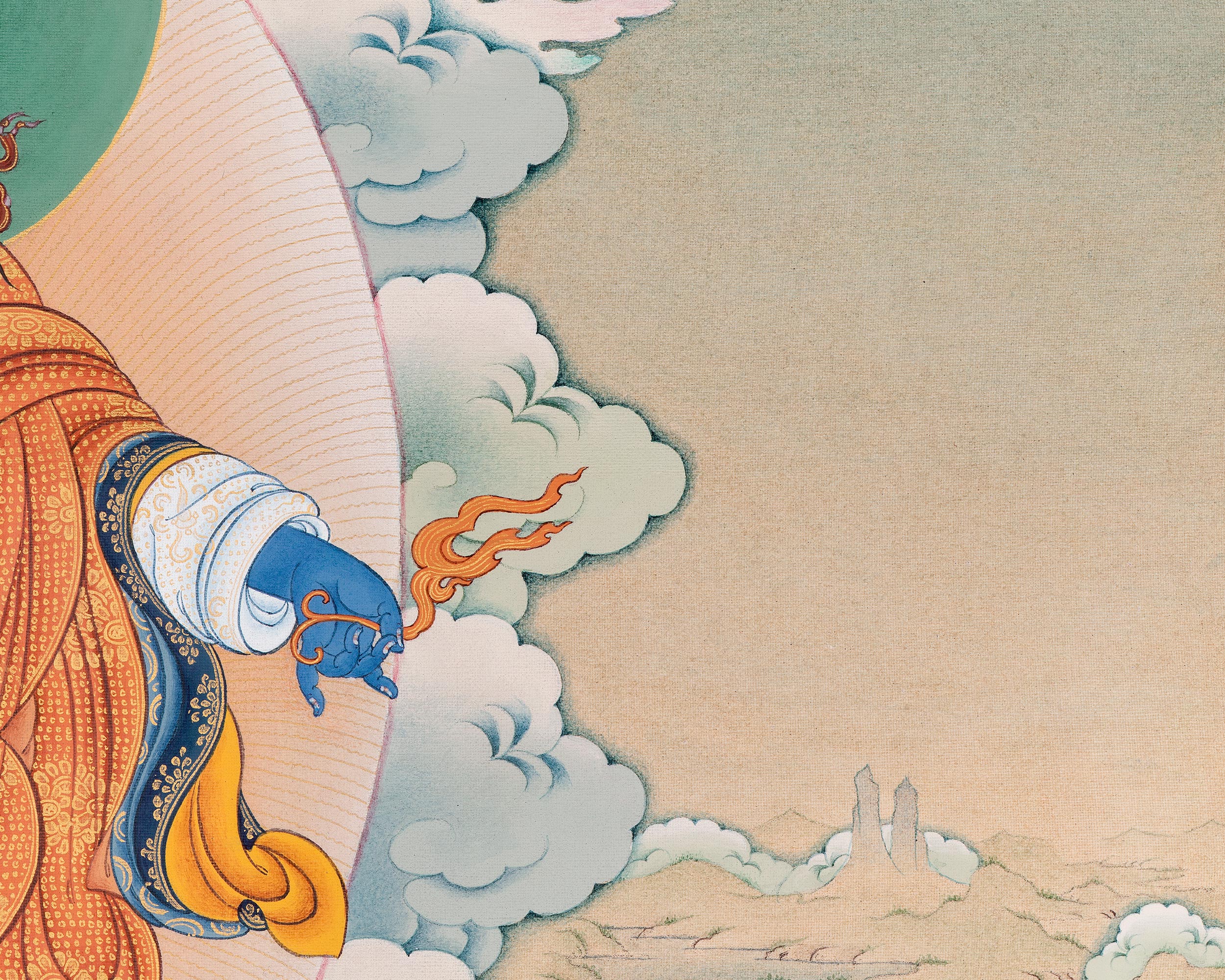 Standing Guru Orgyen Menla with Four Elements | Buddhist Healing Guru