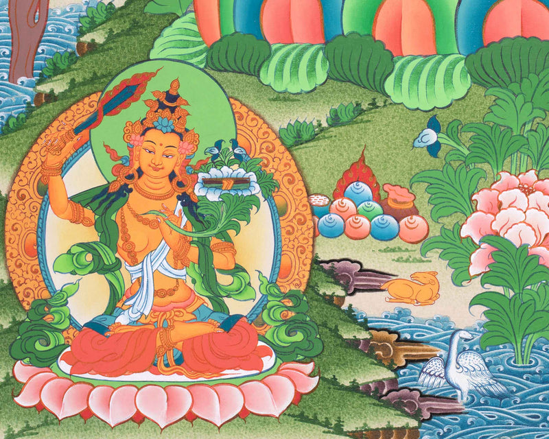 Handpainted Chenresig Thangka | Bodhisattva Deity | Wall Decor