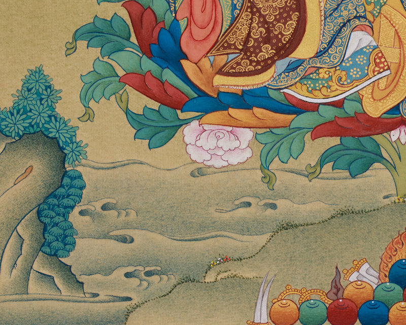 Guru Rinpoche With Amitabha Thangka | Spiritual Mastery and Wisdom