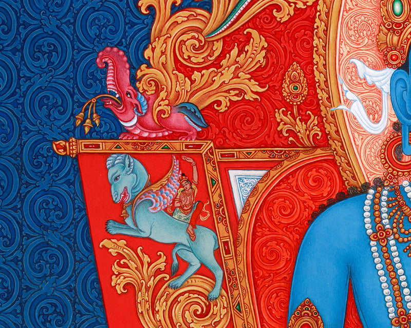 Akshobhya Thangka Print | High-Quality Artwork Capturing the Divine Blue Buddha Essence