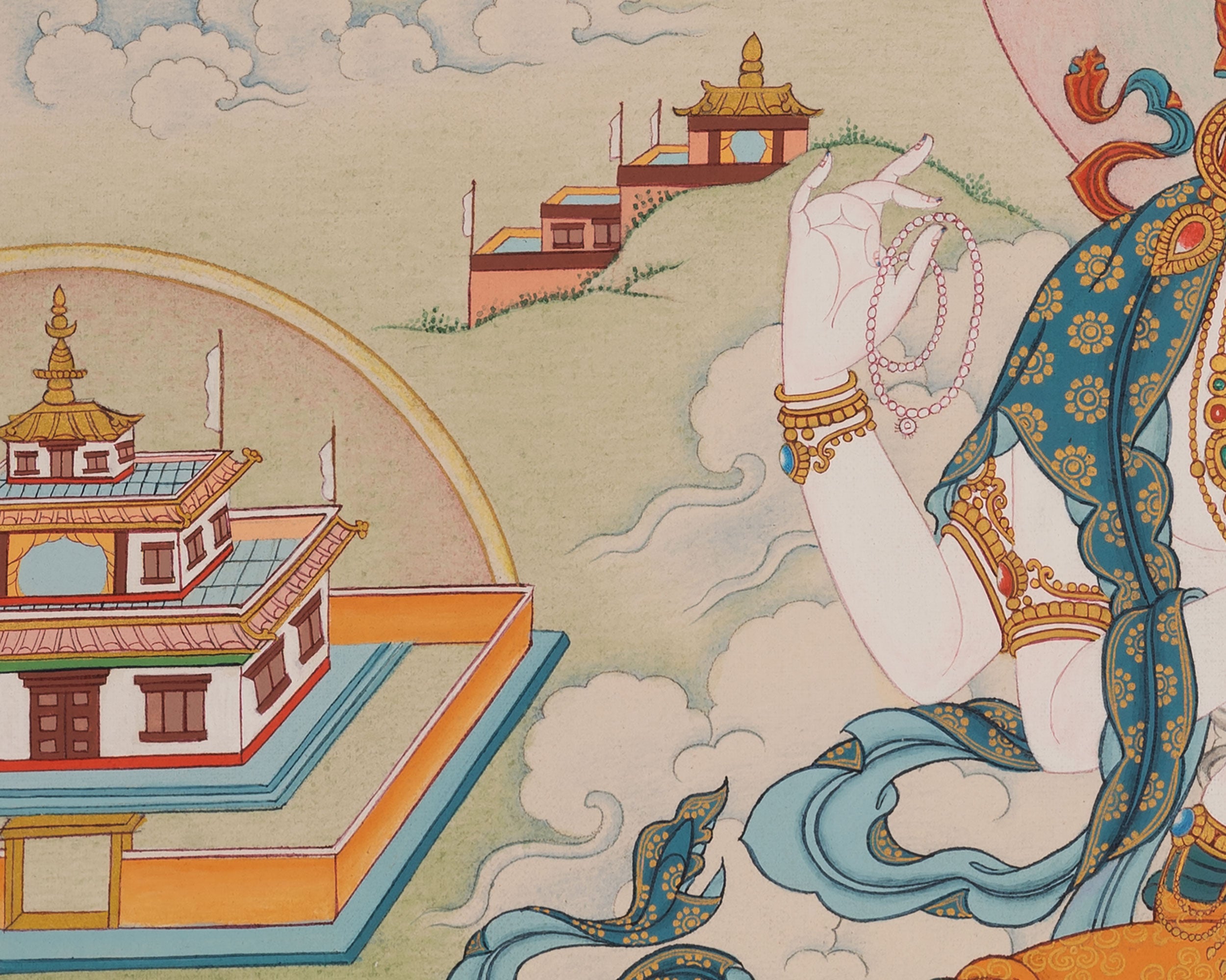 Buddha of Compassion Chenrezig Thangka | Divine Mercy and Enlightened Presence