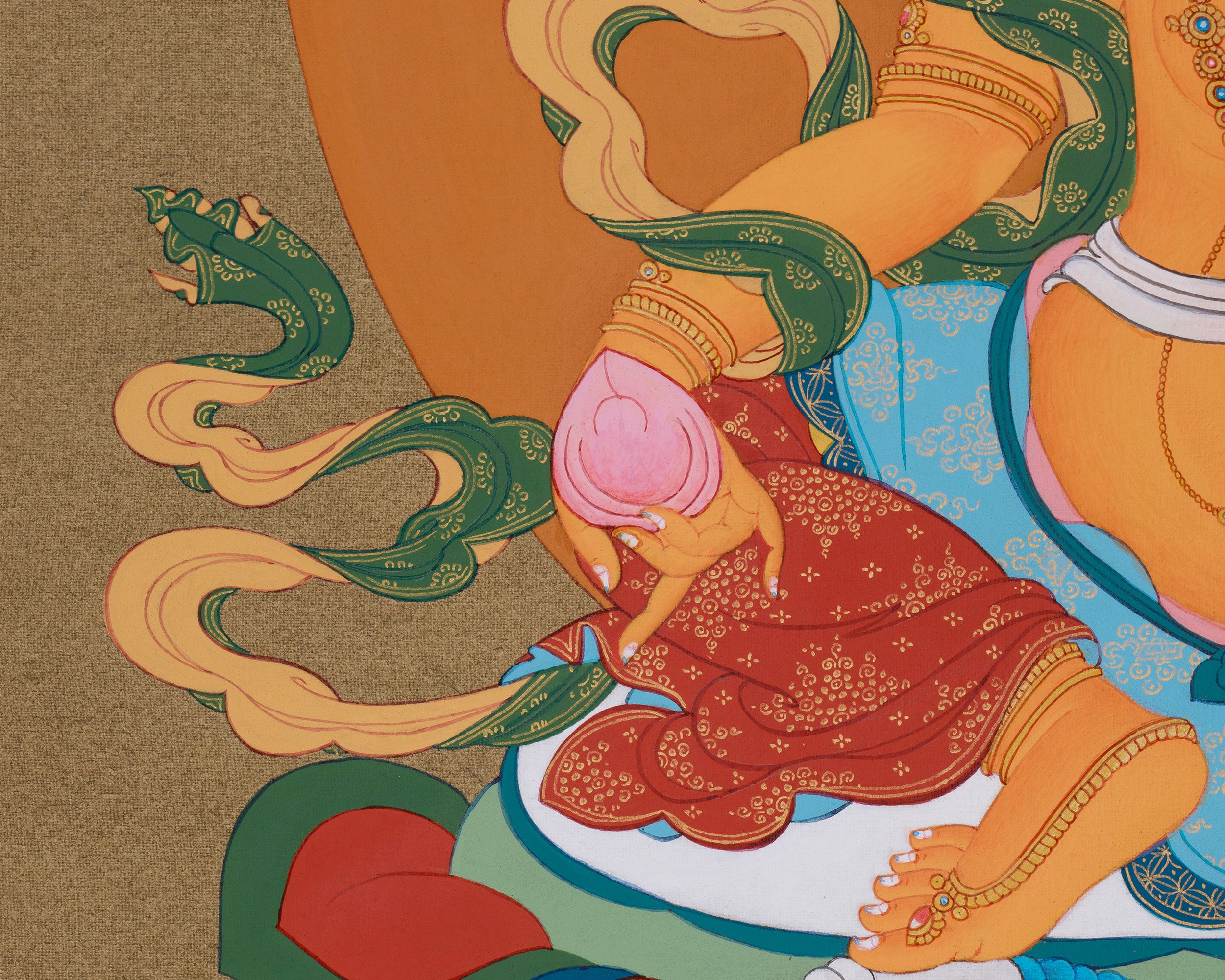 Yellow Dzambhala, God of Wealth Thangka | Divine Prosperity and Abundance
