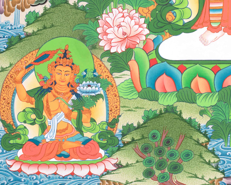 1000 Arm Chenresig Thangka | 5 Buddhas | Tradational Artwork