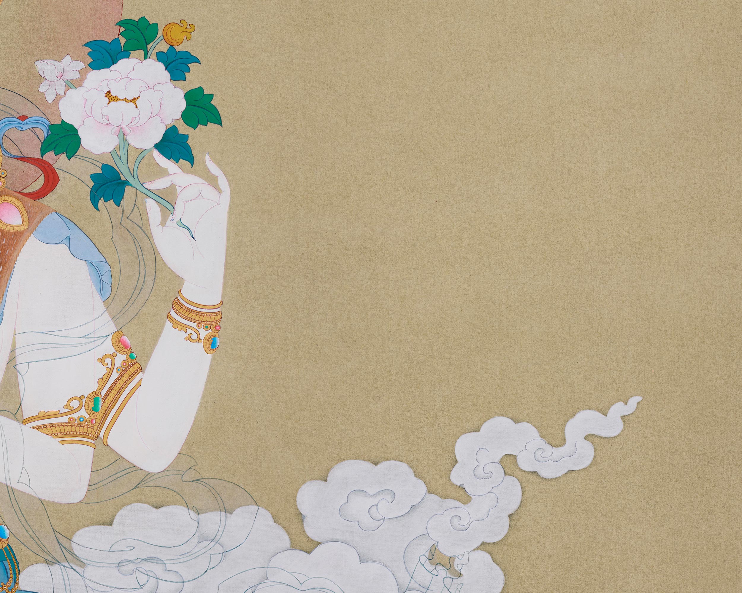 Original Hand-Painted Four-Armed Avalokiteshvara | A Majestic Thangka of Infinite Compassion