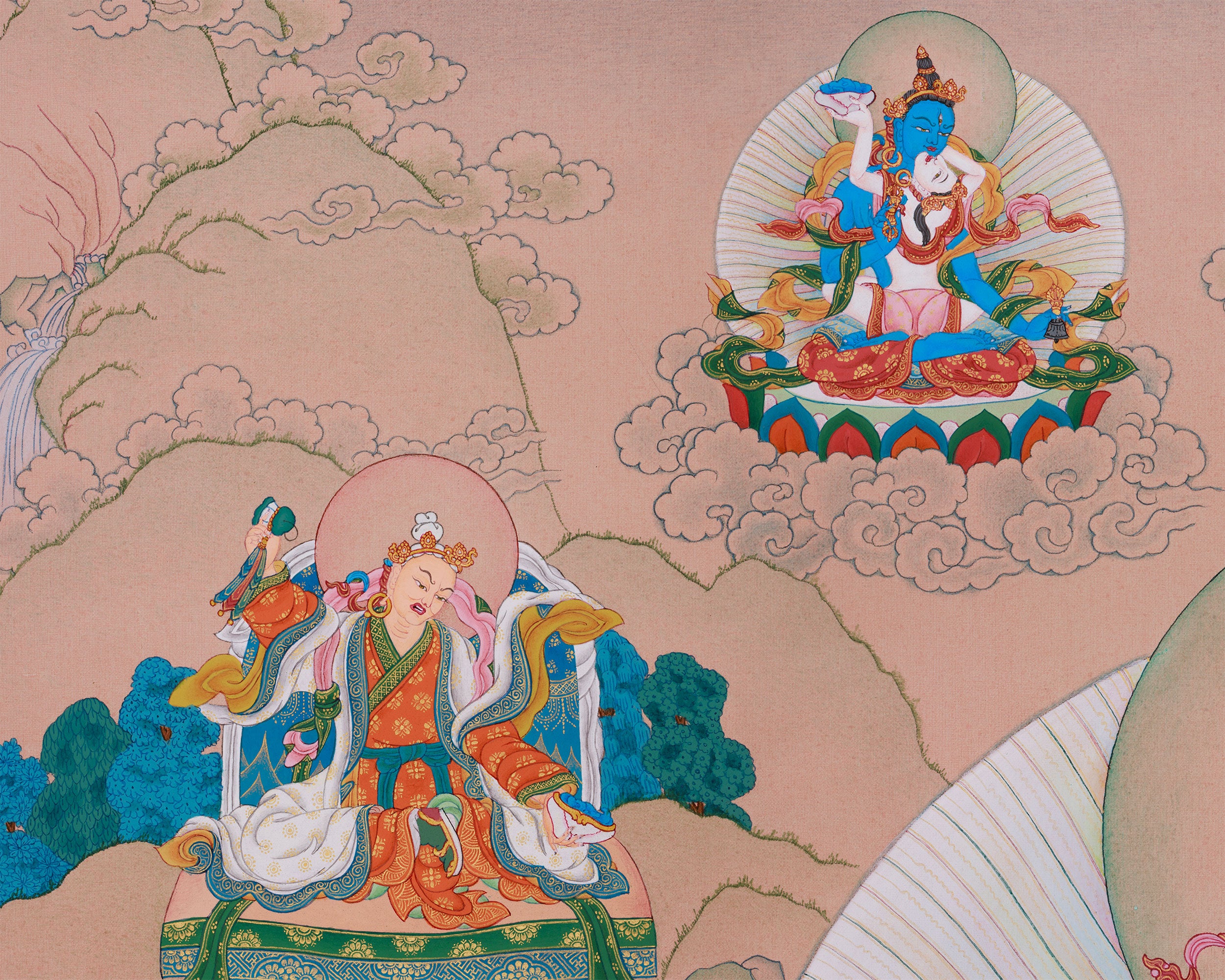 Majestic Thangka of Eight Manifestations of Guru Padmasambhava | Iconic Forms of the Lotus-Born Master