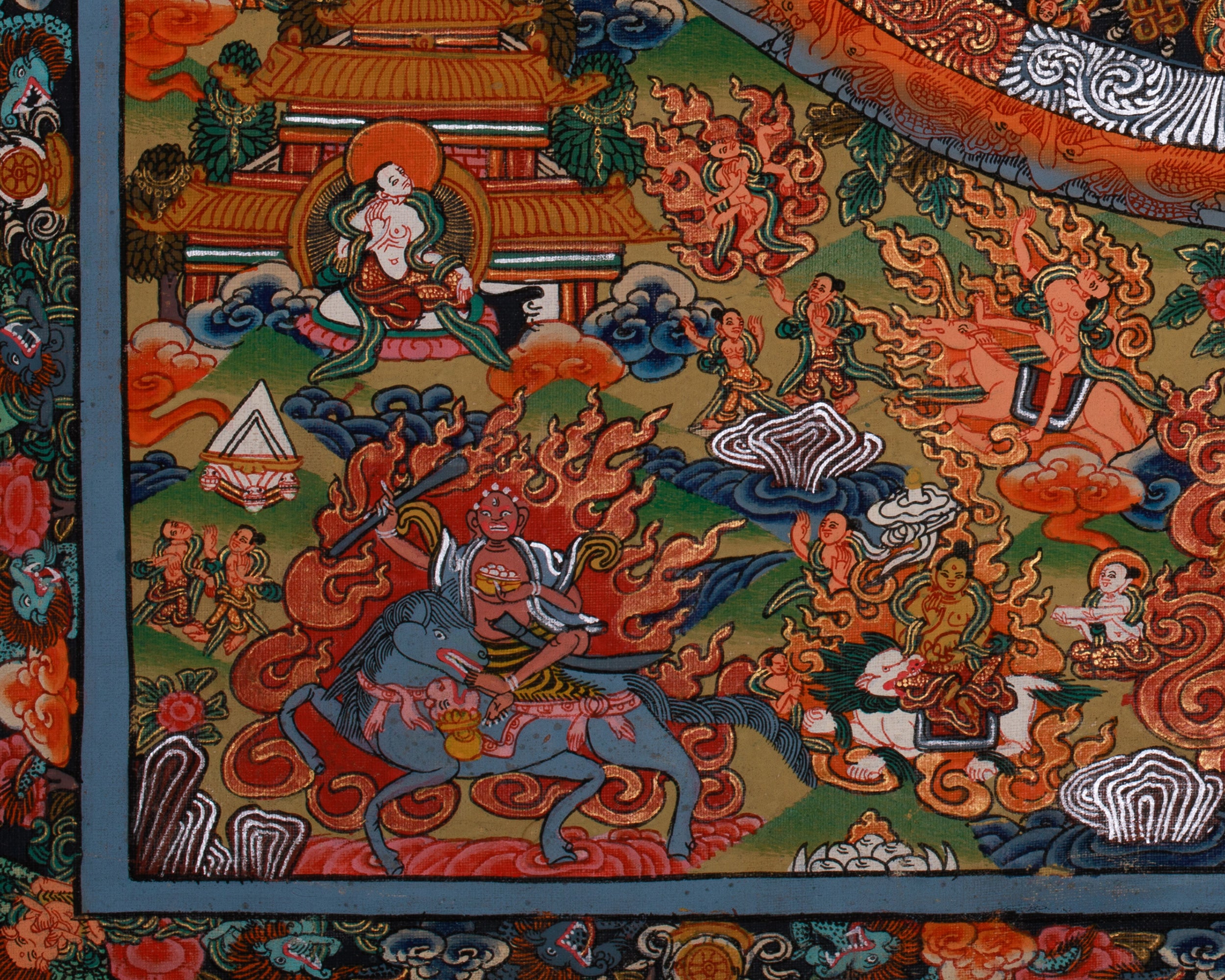 Vintage Avalokiteshvara Mandala | Celestial Beings & Cosmic Guardians