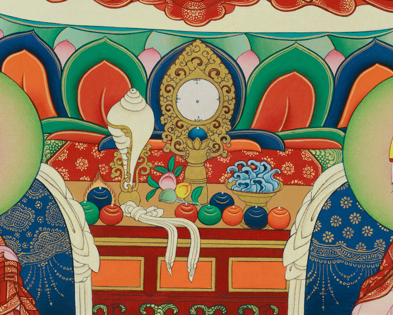 Tsongkhapa and Disciples Thangka | Gelug Tradition Print | Tibetan Buddhist Canvas Art