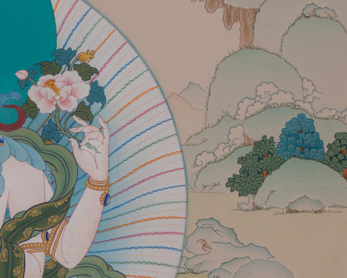 Chenrezig Sacred Thangka Art | Avalokiteshvara Art | Compassion Buddha