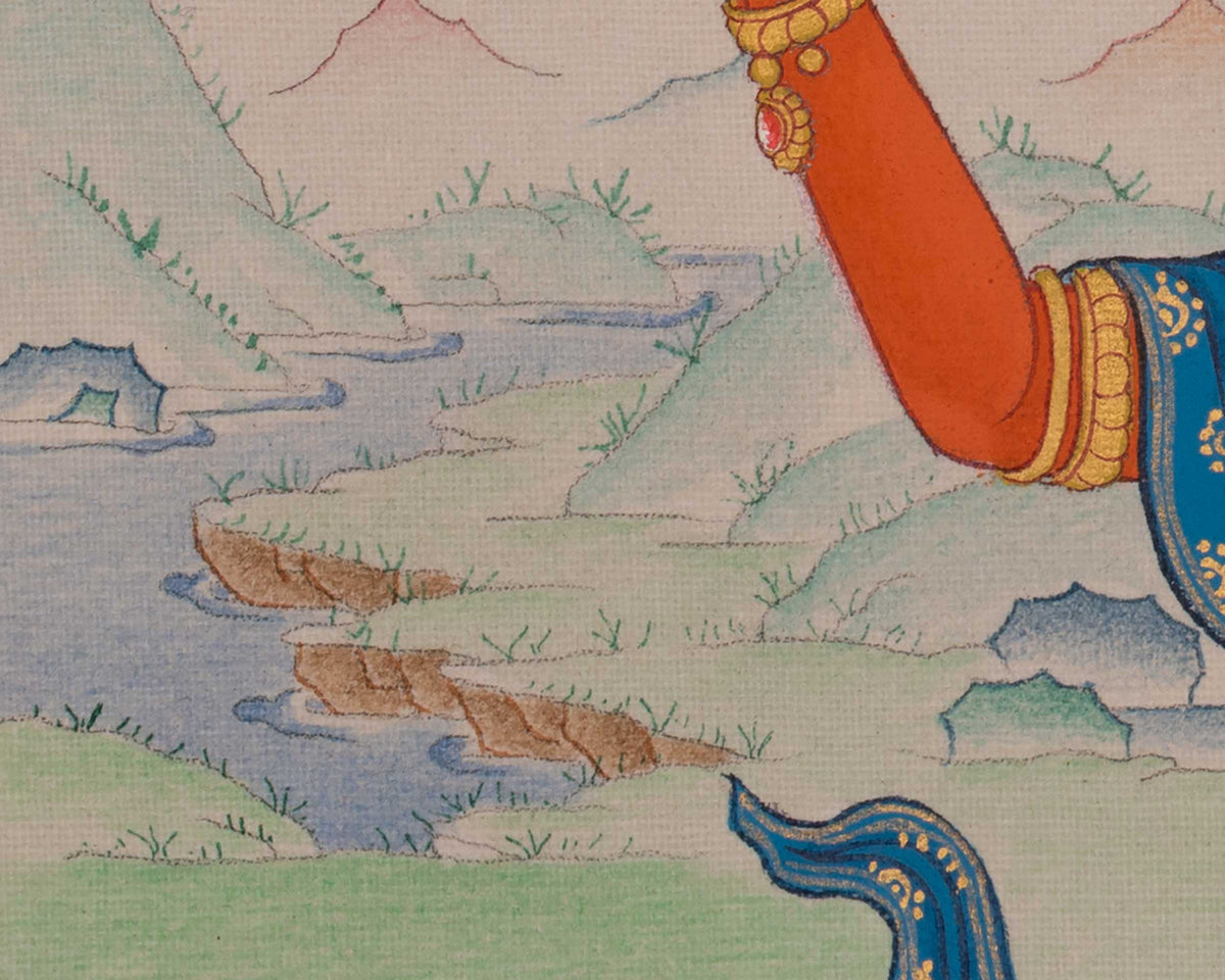 Manjushri Buddhist Deity Thangka | Sacred Embodiment of Insight, Knowledge and Clarity
