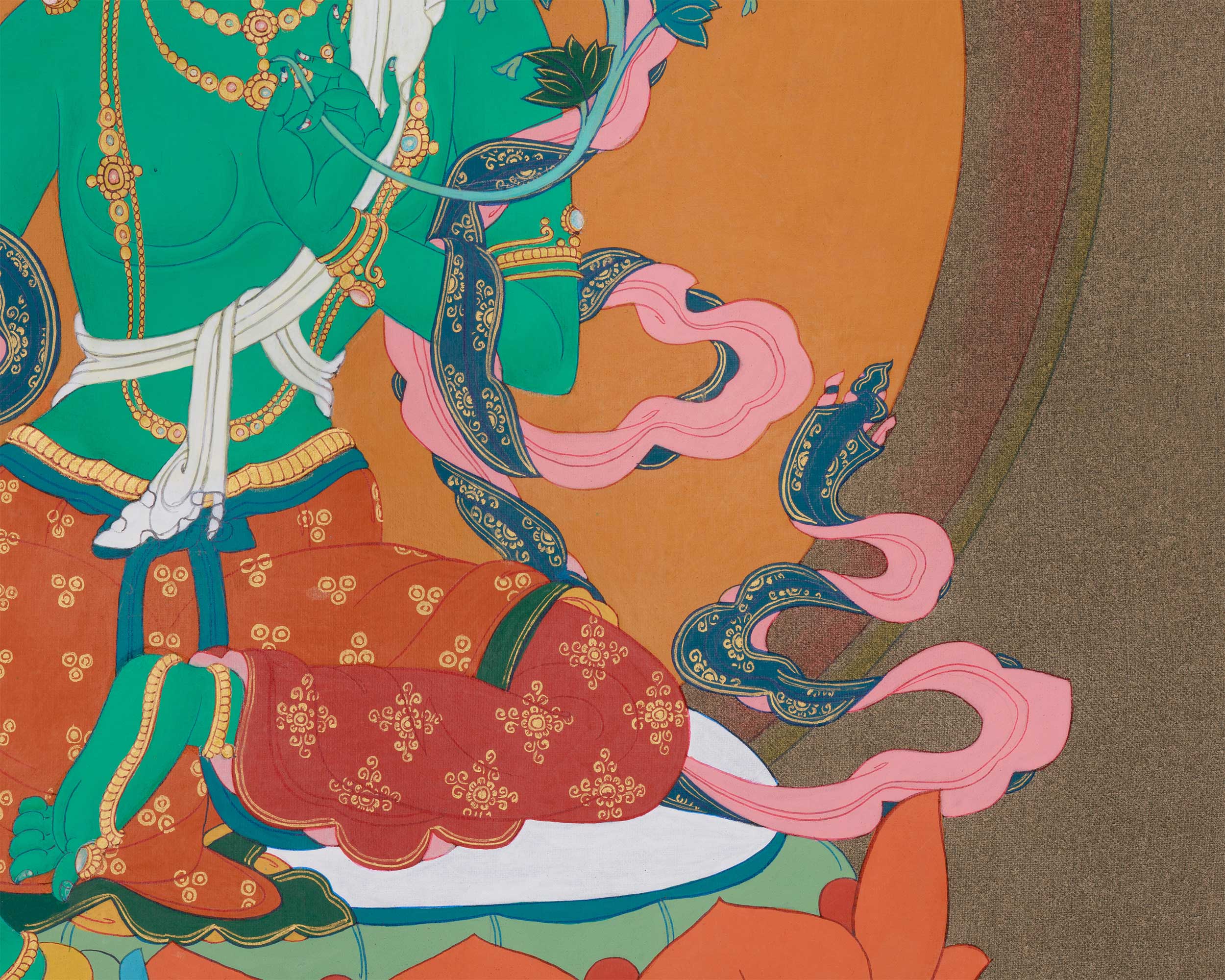 Tibetan Bodhisattva Green Tara Painting | Goddess of Compassion and Swift Action