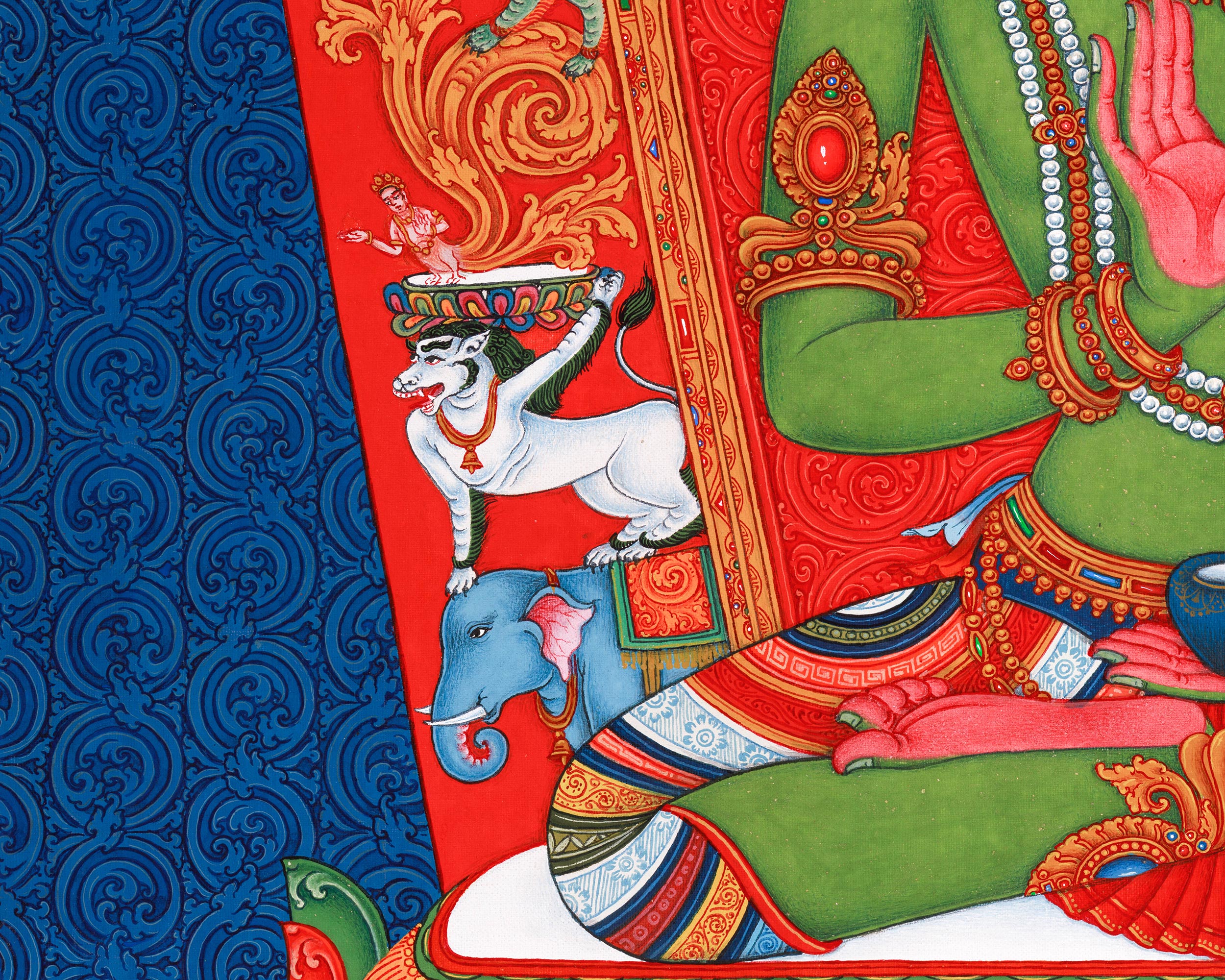 Amoghasiddhi Buddha Thangka Print | Buddha Giclee Canvas | Traditional Paubha Artwork