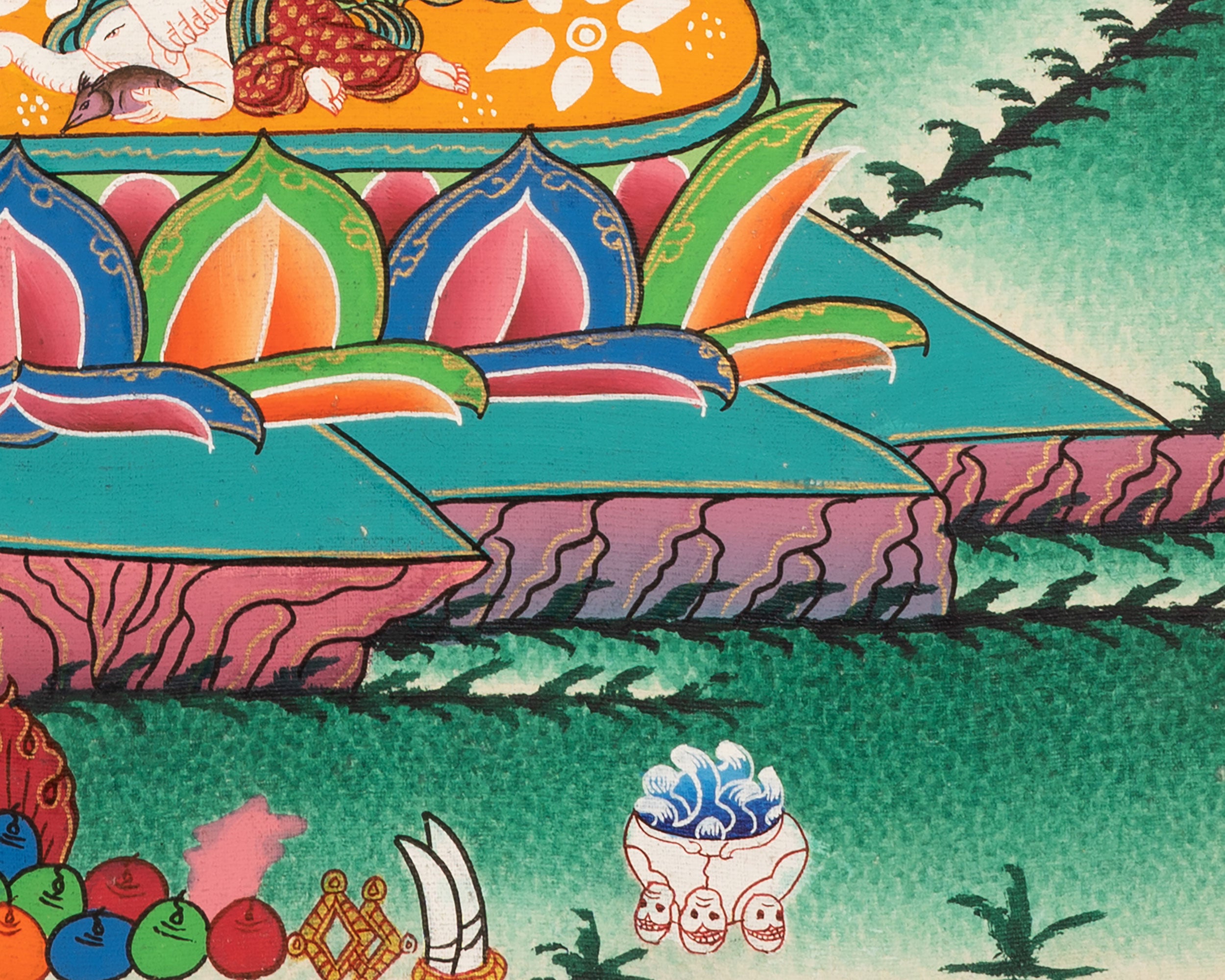 White Six armed Mahakala Thangka | Art Painting