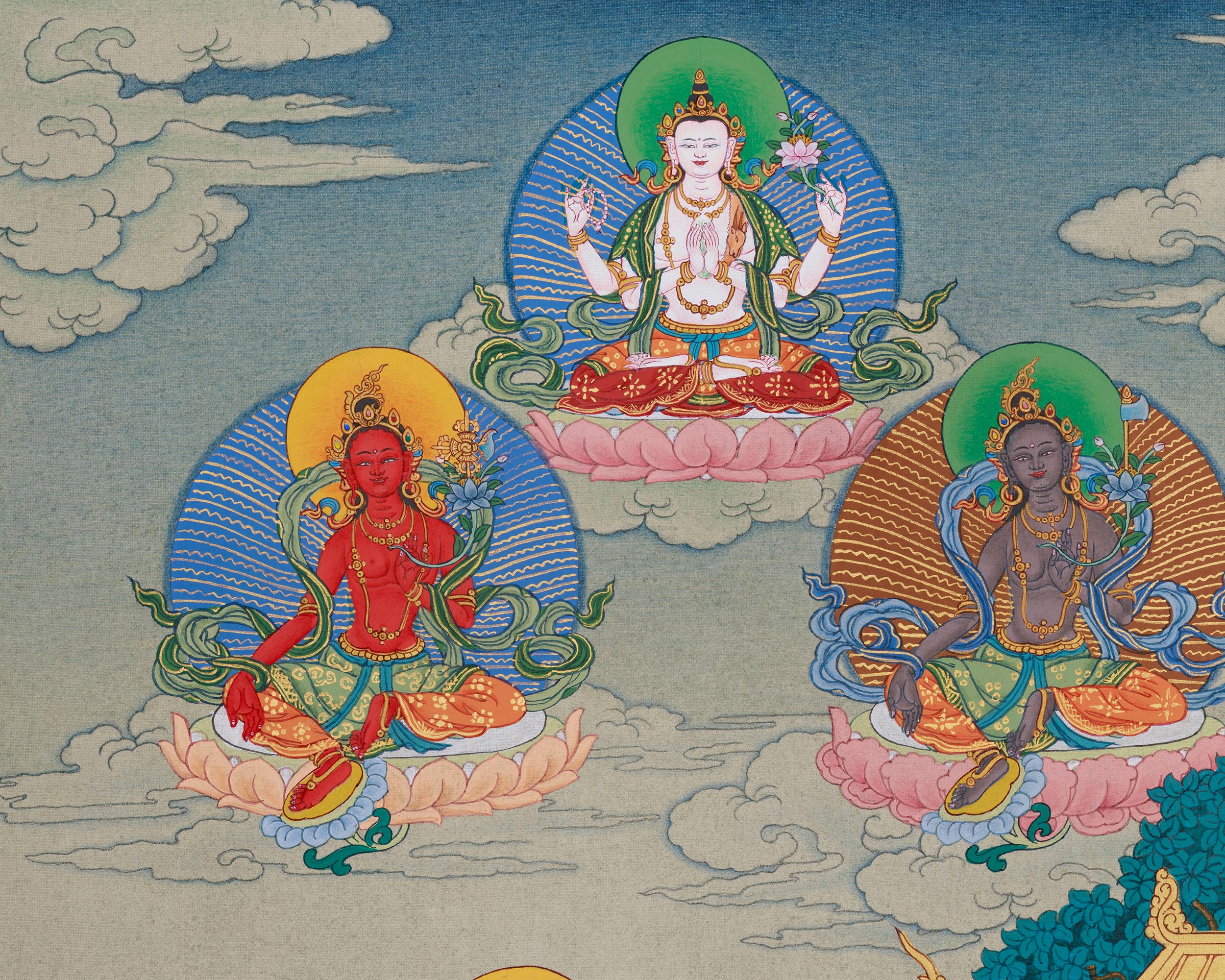Sacred 21 Tara Bodhisattvas of Compassion | A Divine Thangka of Protection, Healing, and Wisdom