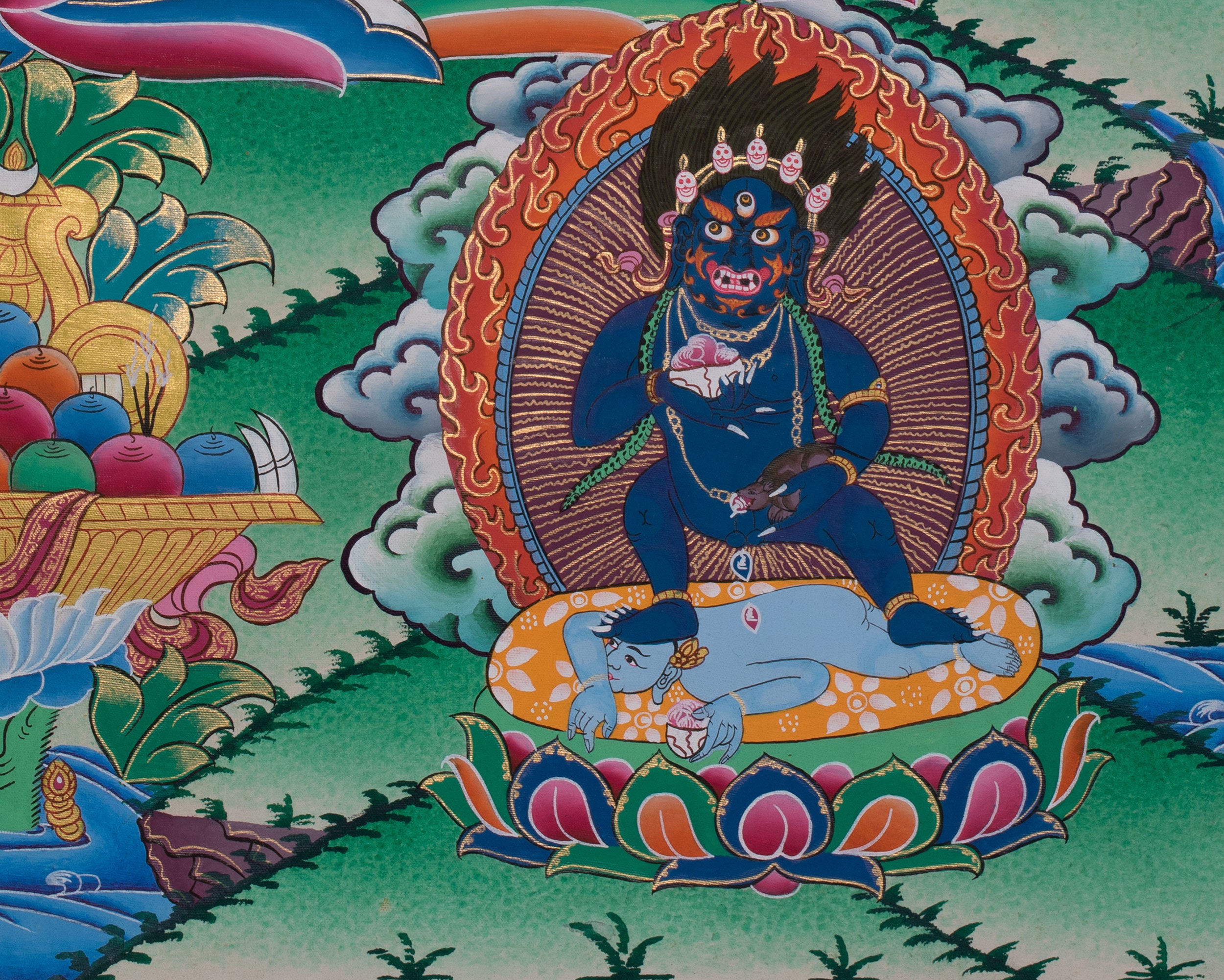 The Five Dzambhala Thangka | Sacred Symbol of Prosperity and Protection
